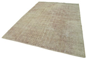 Handmade Wool Area Rug - Vintage Cotton Rug 6'9''x9'7'' | Neutral Beige, Turkish Wool