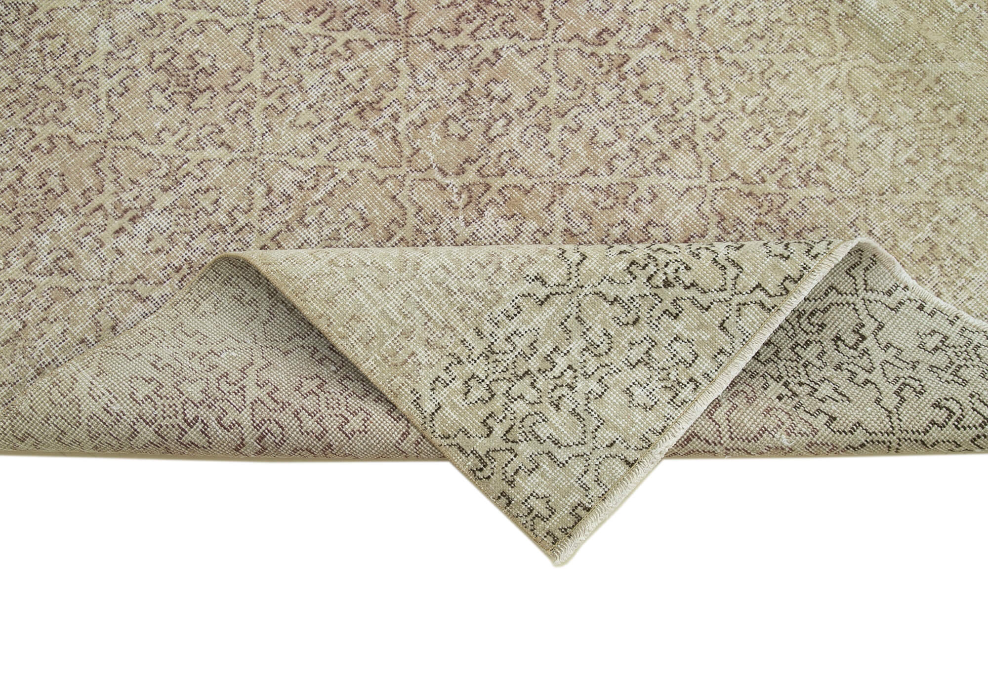 Handmade Wool Area Rug - Vintage Cotton Rug 6'9''x9'7'' | Neutral Beige, Turkish Wool