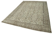 Handmade Wool Area Rug – Vintage Cotton Rug, Beige Turkish Wool Carpet 6'9''x10'