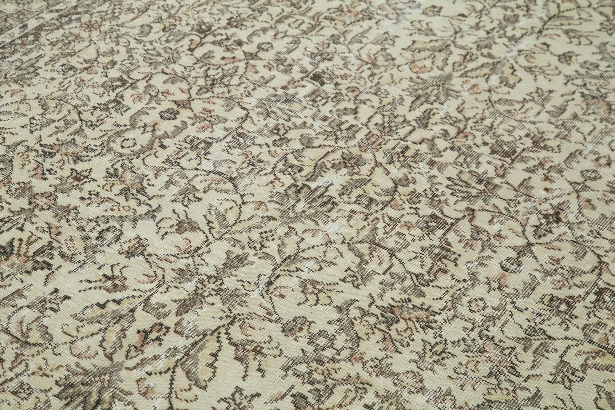 Handmade Wool Area Rug – Vintage Cotton Rug, Beige Turkish Wool Carpet 6'9''x10'