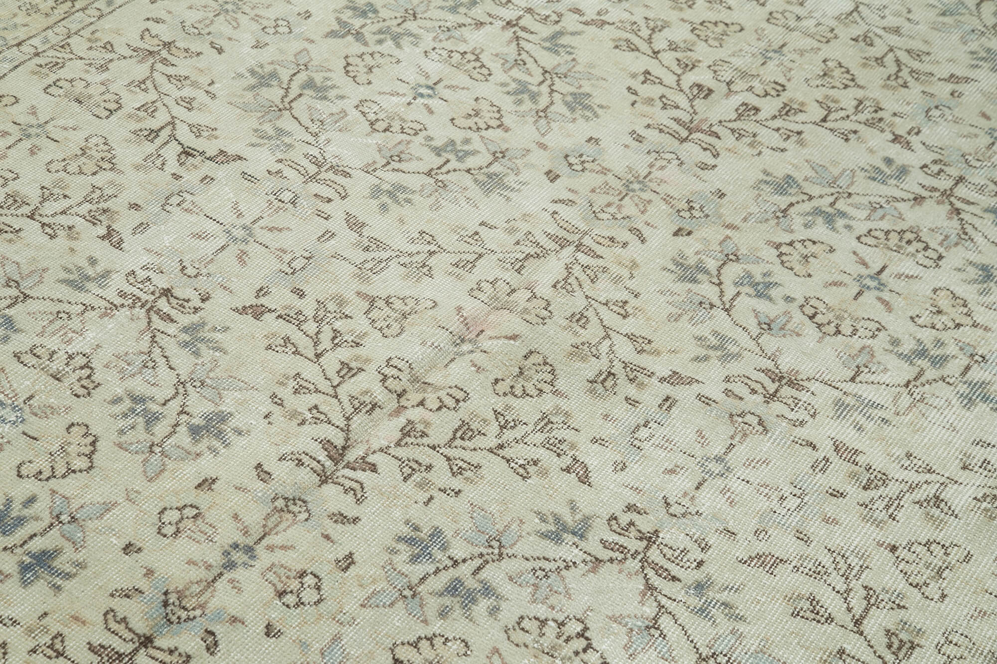 Handmade Wool Area Rug – Vintage Cotton Rug 6'8'' x 10'1'' Beige Classic Style
