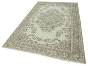 Handmade Vintage Area Rug – Beige Cotton Wool, Turkish Hand Knotted Carpet 5'7''x8'10''