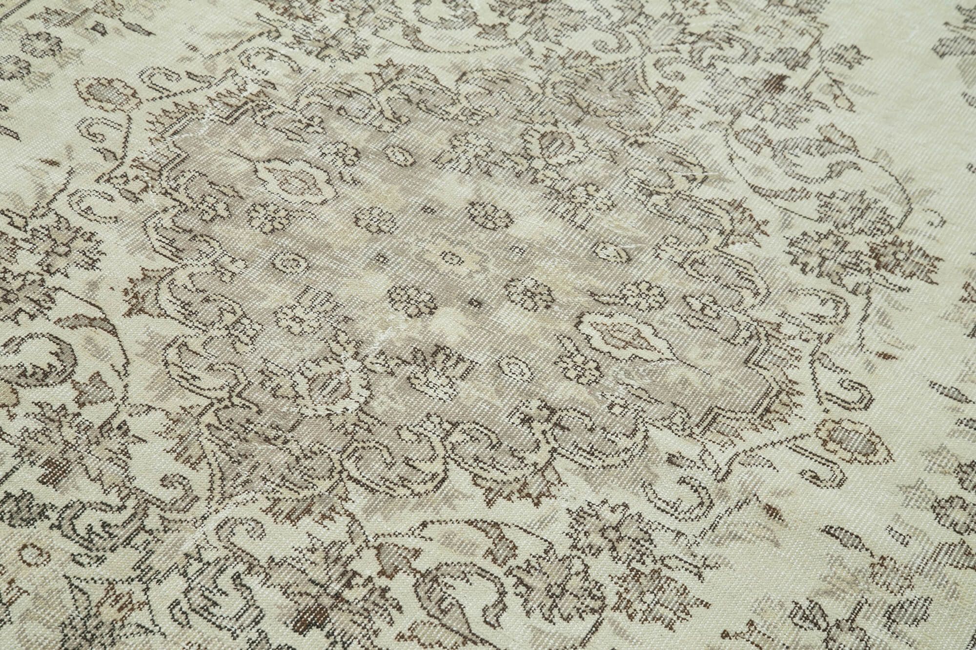Handmade Vintage Area Rug – Beige Cotton Wool, Turkish Hand Knotted Carpet 5'7''x8'10''