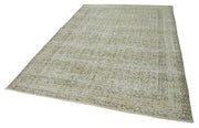 Handmade Area Rug – Vintage Cotton Wool Blend Beige Carpet 6'10'' x 9'9''