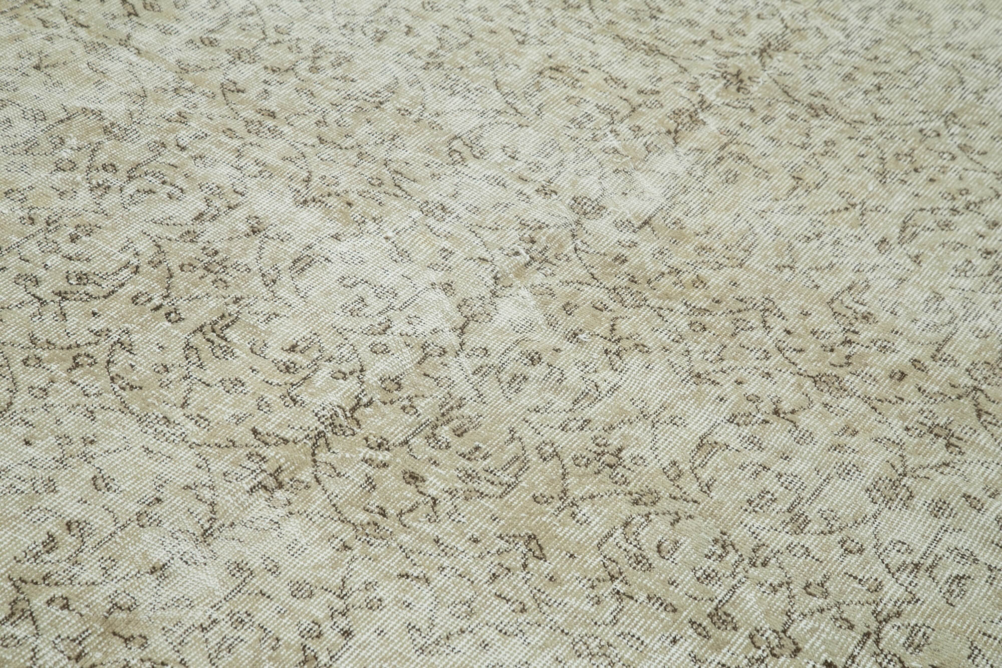 Handmade Area Rug – Vintage Cotton Wool Blend Beige Carpet 6'10'' x 9'9''