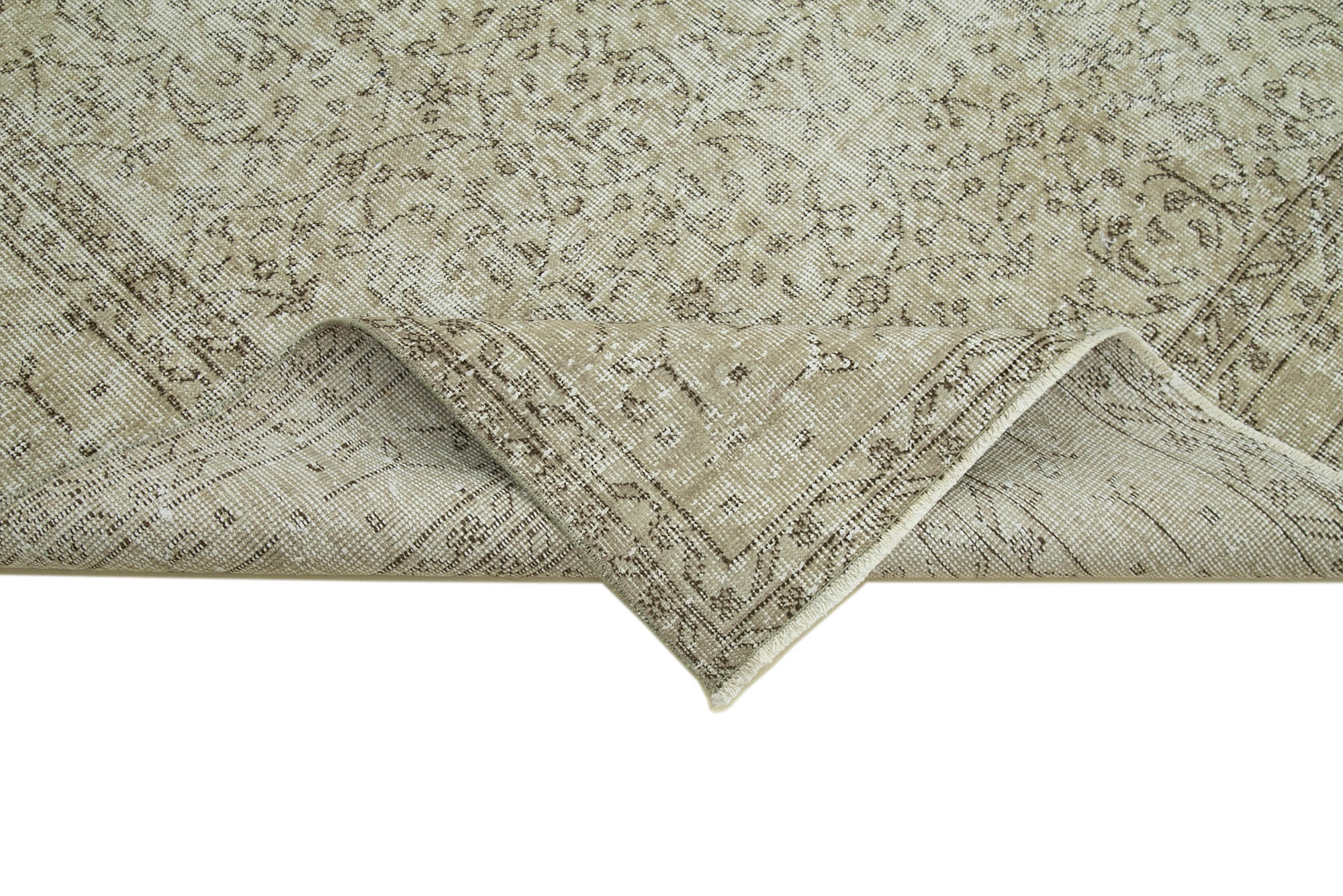 Handmade Area Rug – Vintage Cotton Wool Blend Beige Carpet 6'10'' x 9'9''