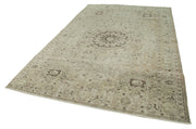 Handmade Wool Area Rug - Vintage Cotton Rug Beige 7'1'' x 10'0'' Durable Natural Fiber Carpet