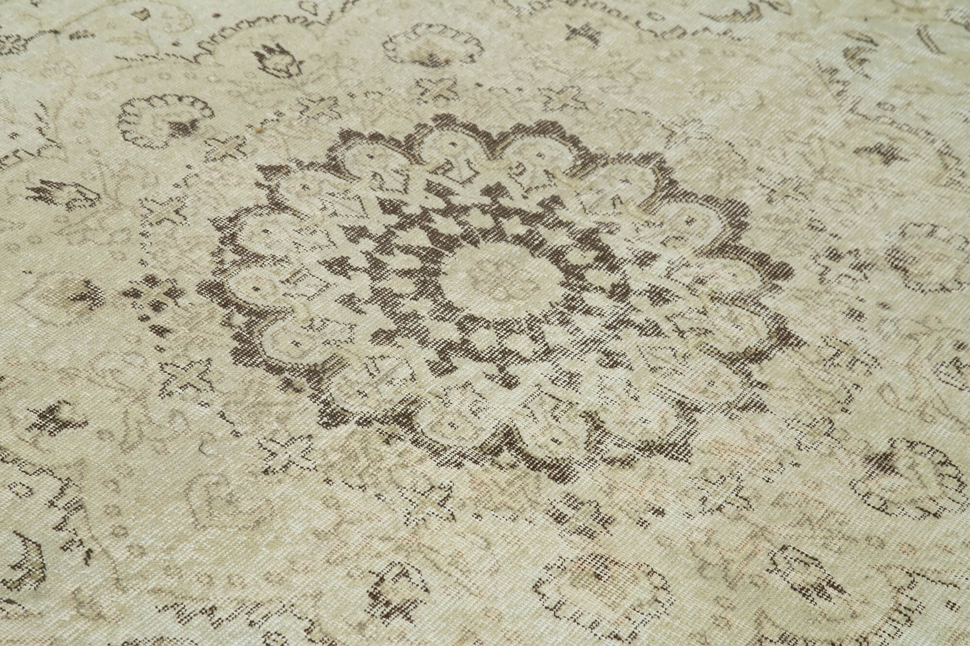 Handmade Wool Area Rug - Vintage Cotton Rug Beige 7'1'' x 10'0'' Durable Natural Fiber Carpet