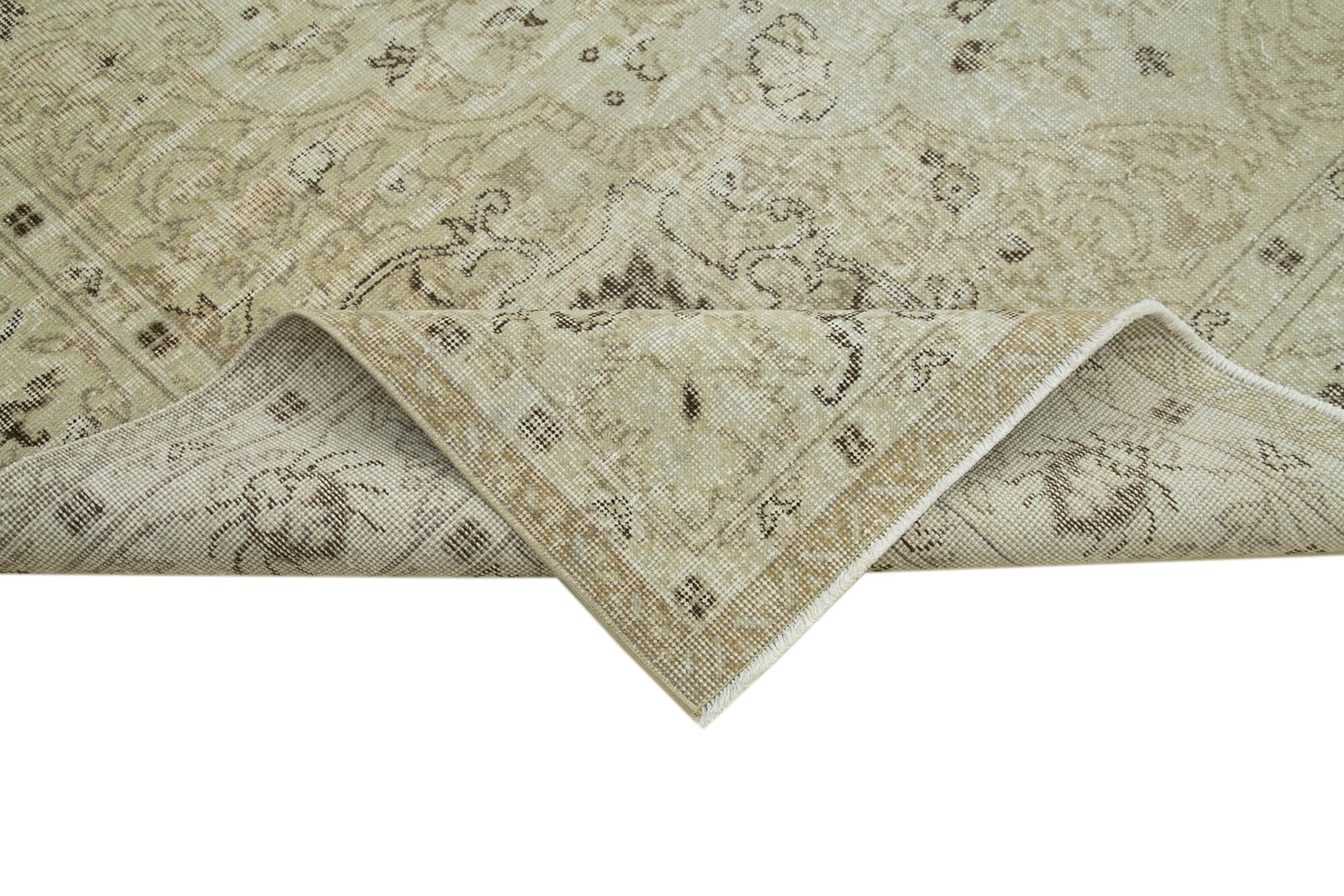 Handmade Wool Area Rug - Vintage Cotton Rug Beige 7'1'' x 10'0'' Durable Natural Fiber Carpet