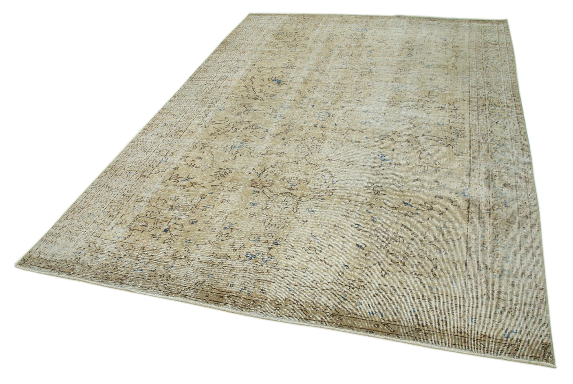 Handmade Wool Area Rug - Vintage Cotton Rug with Soft Wool Texture & Durable Cotton Weave, Beige 6'8''x9'2''