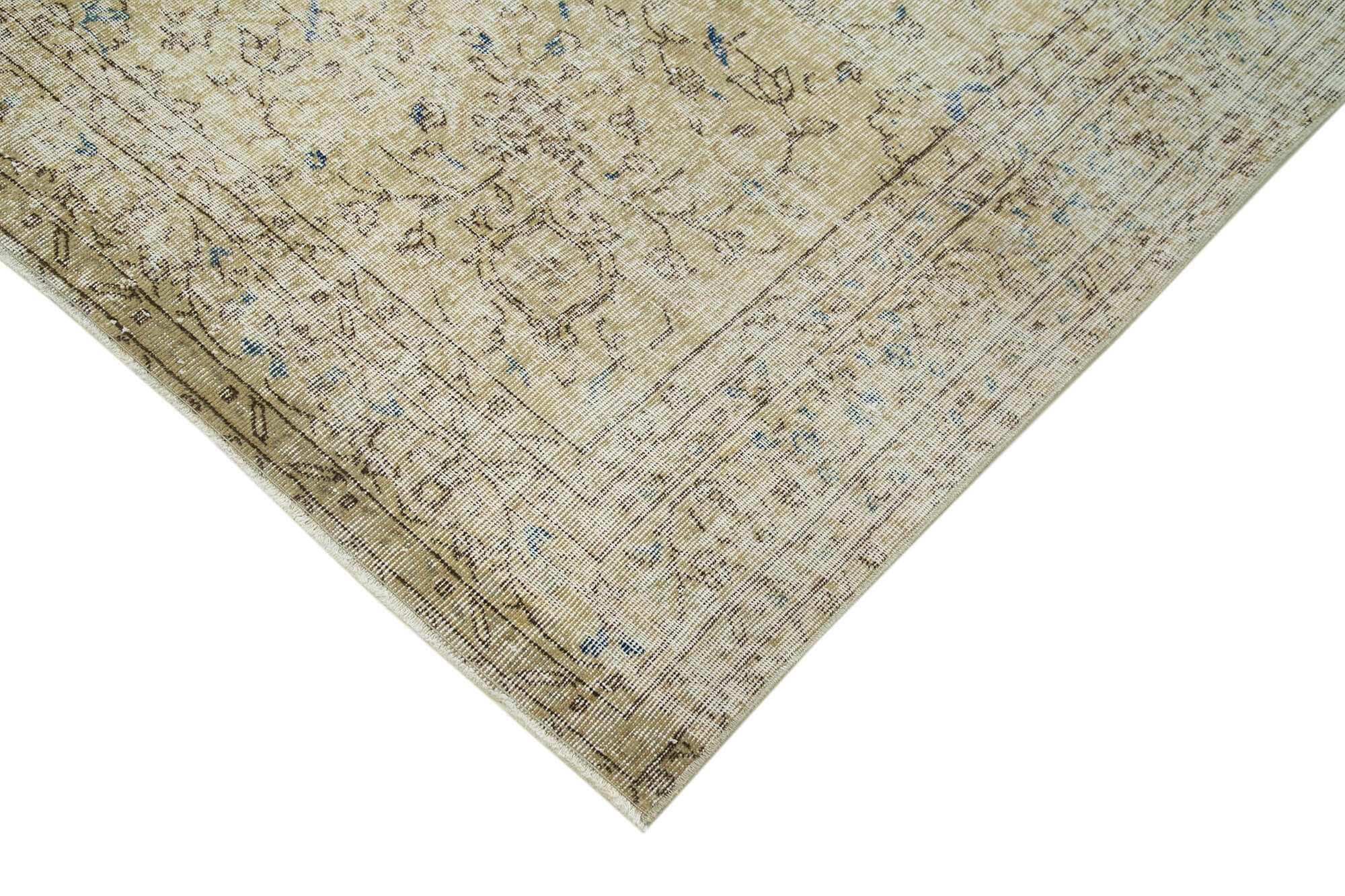 Handmade Wool Area Rug - Vintage Cotton Rug with Soft Wool Texture & Durable Cotton Weave, Beige 6'8''x9'2''