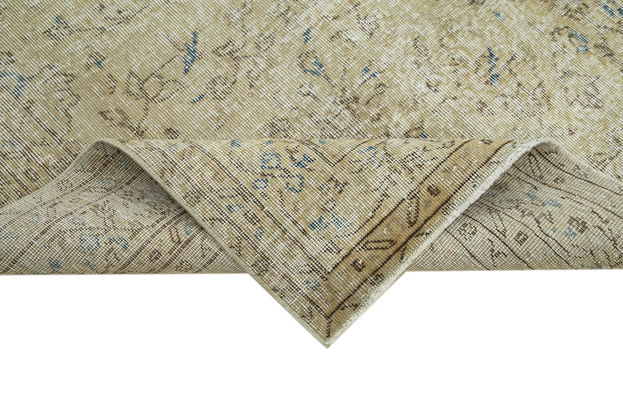 Handmade Wool Area Rug - Vintage Cotton Rug with Soft Wool Texture & Durable Cotton Weave, Beige 6'8''x9'2''