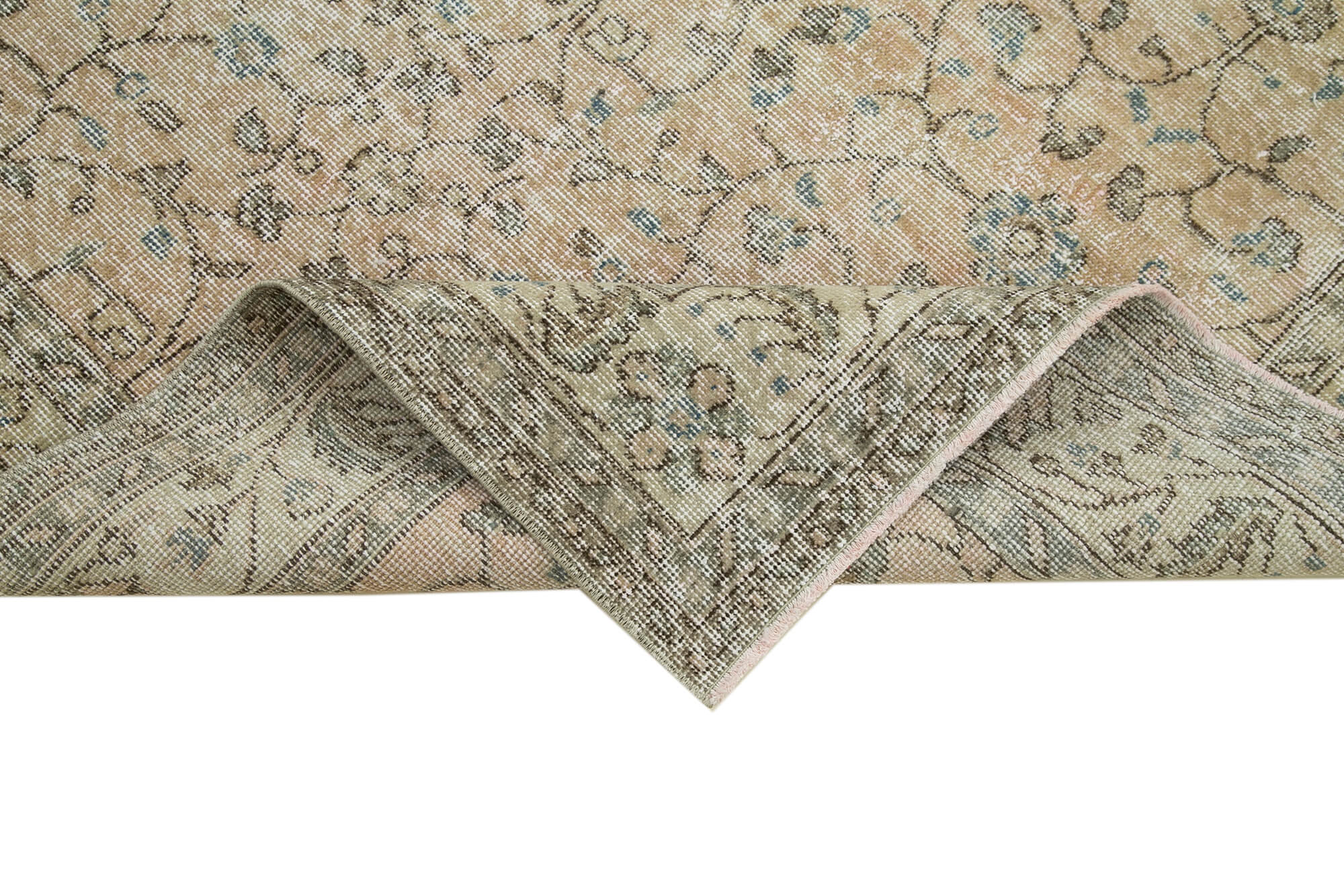 Vintage Cotton Wool Rug – Handmade Area Rug 5'3'' x 8'6'' Beige Classic Carpet