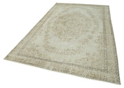 Handmade Wool Area Rug - Vintage Cotton Rug Beige 6'2''x10'1'' Durable Cotton Weave