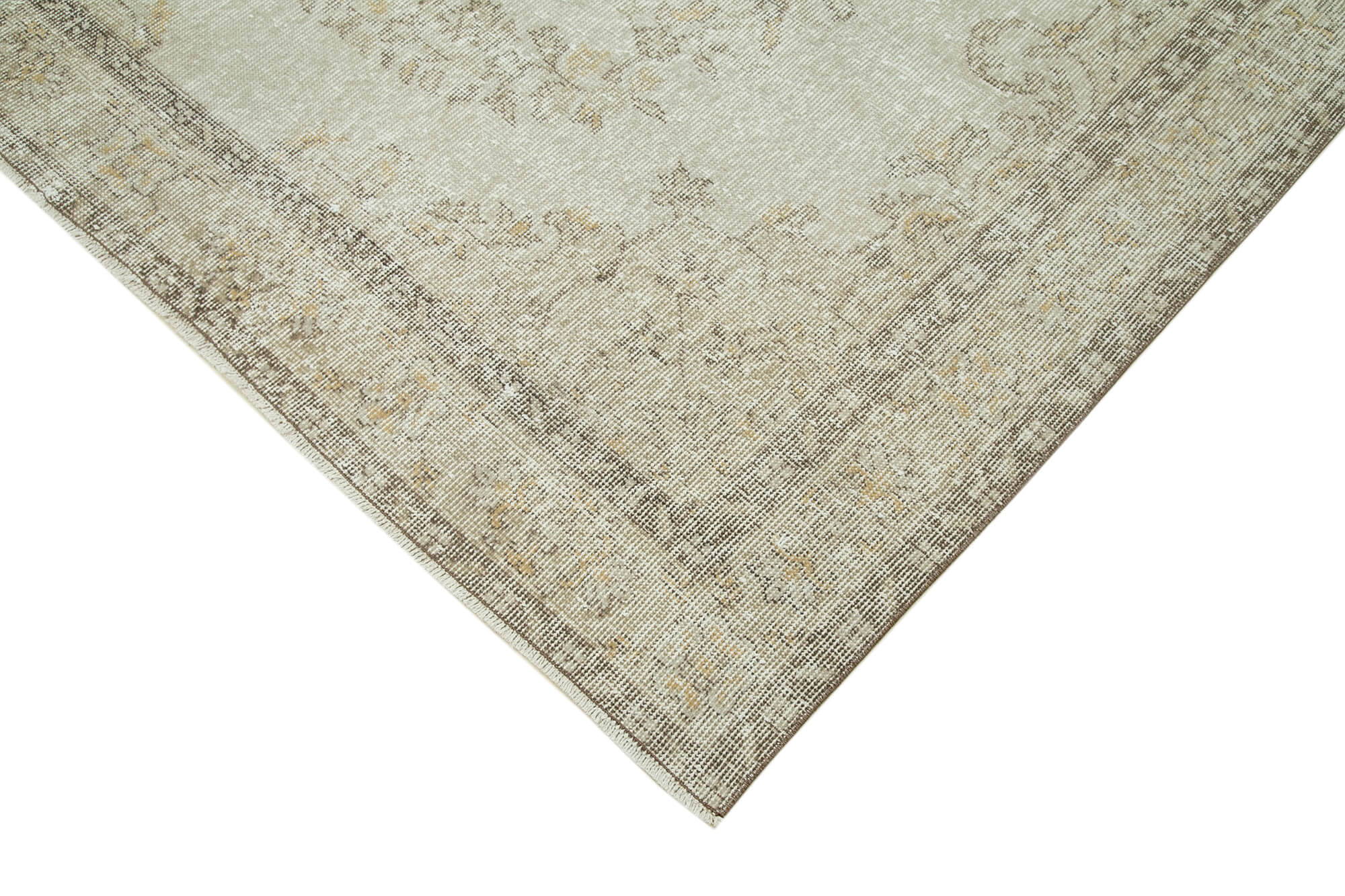 Handmade Wool Area Rug - Vintage Cotton Rug Beige 6'2''x10'1'' Durable Cotton Weave