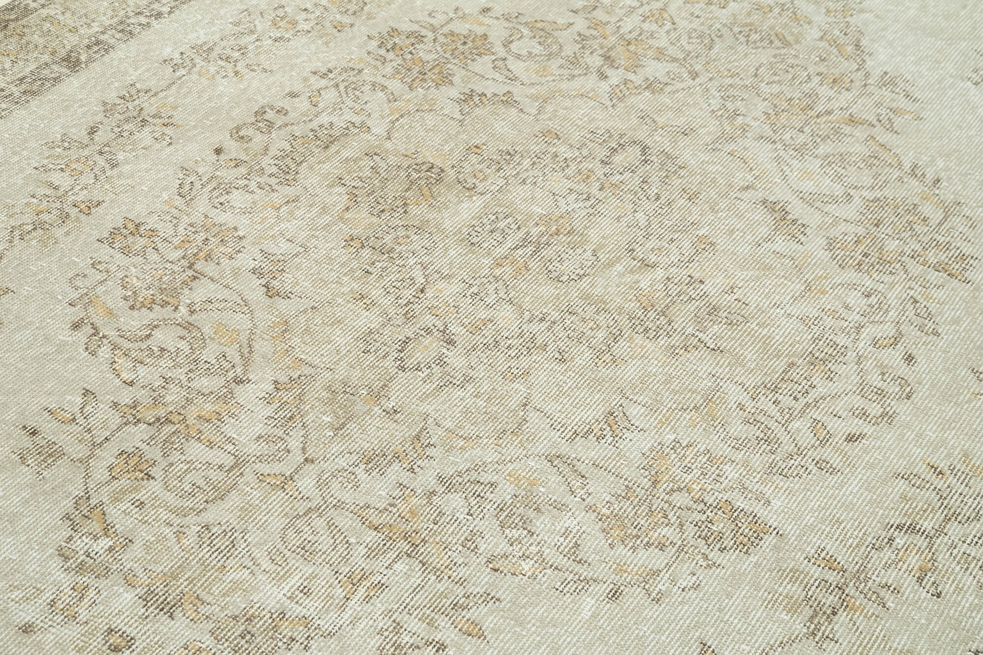 Handmade Wool Area Rug - Vintage Cotton Rug Beige 6'2''x10'1'' Durable Cotton Weave