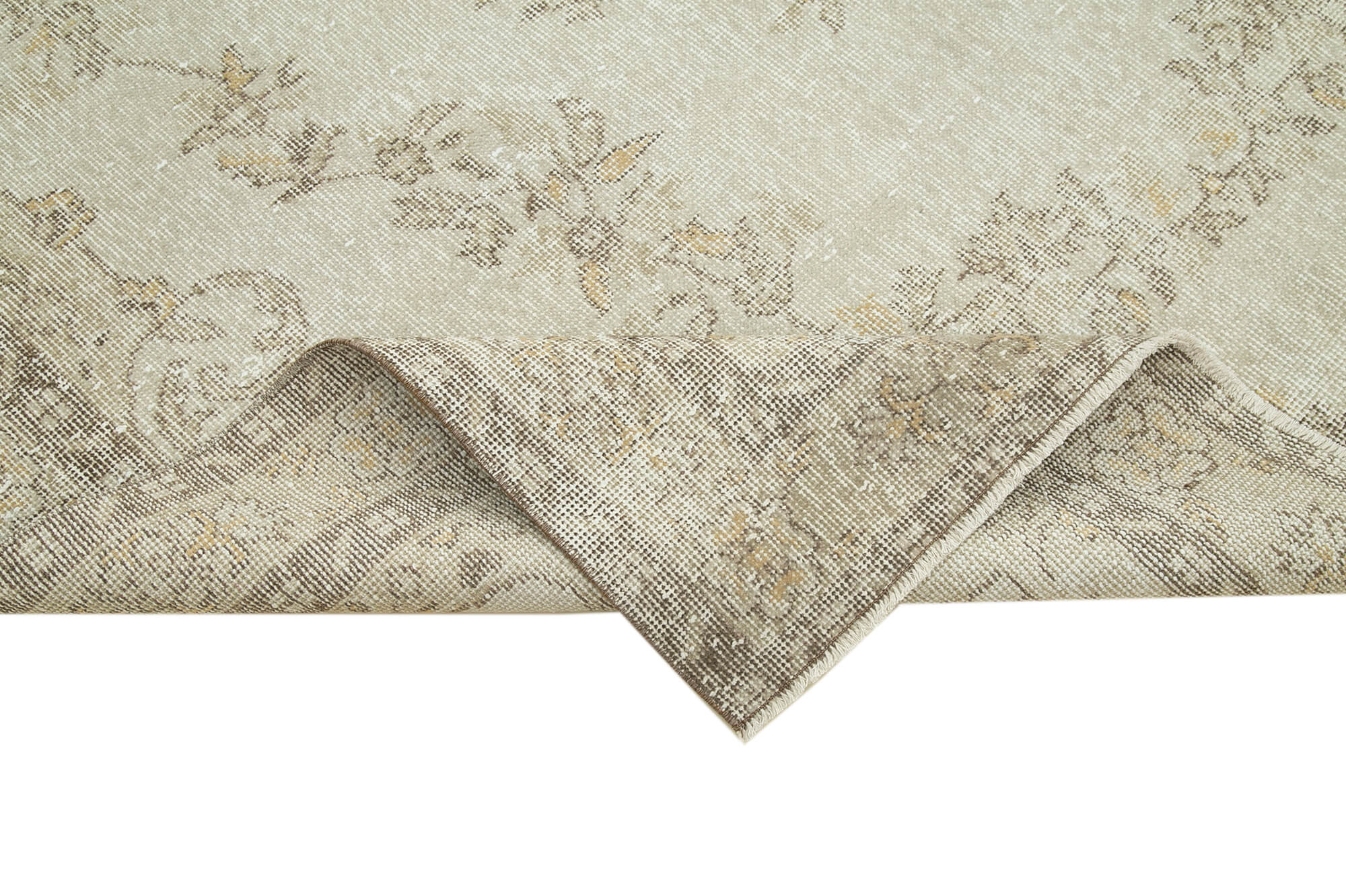 Handmade Wool Area Rug - Vintage Cotton Rug Beige 6'2''x10'1'' Durable Cotton Weave