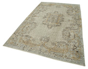 Vintage Handmade Area Rug – Turkish Cotton Wool Carpet 5'5''x9'6'' Beige Wool Rug
