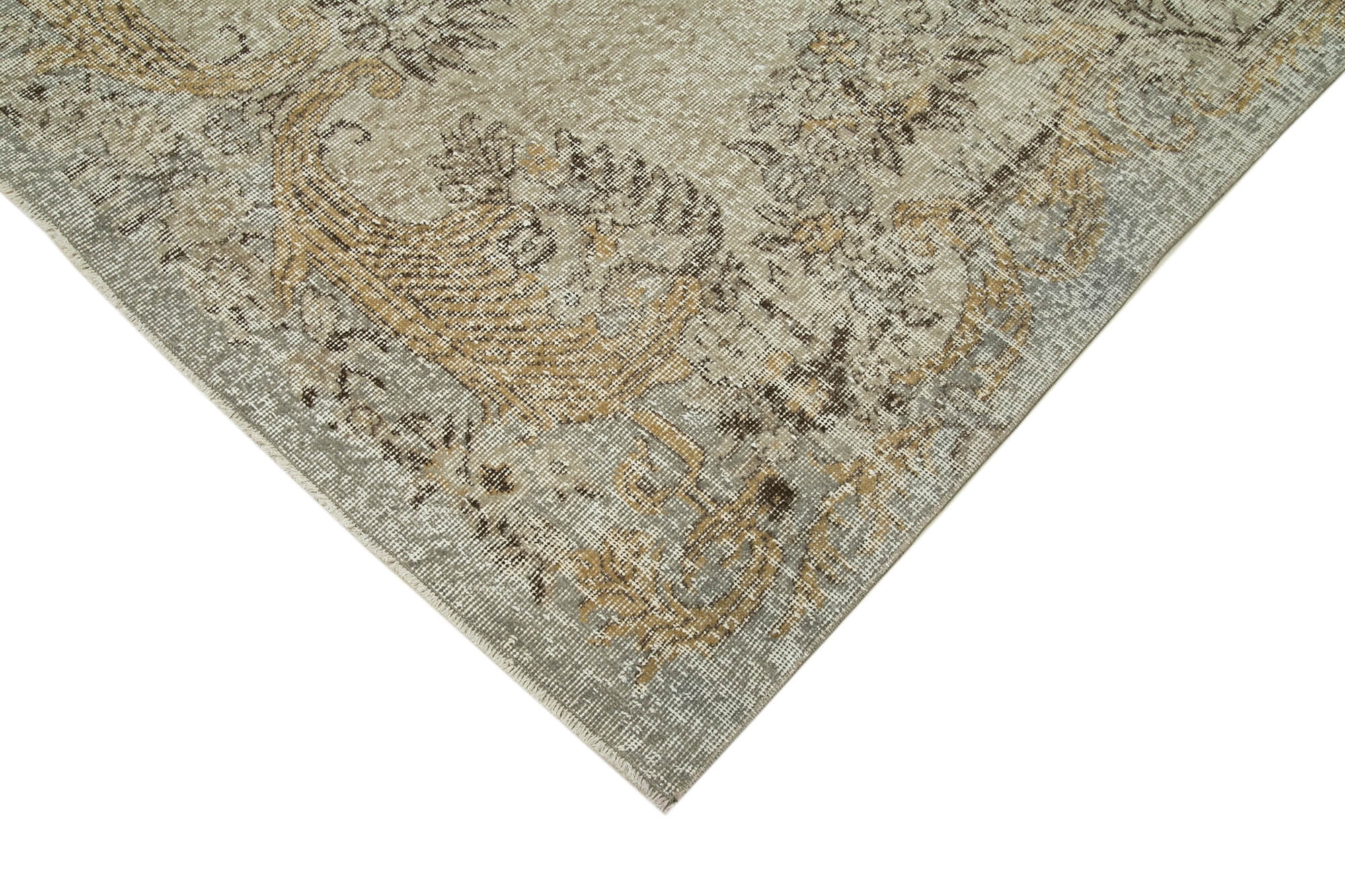Vintage Handmade Area Rug – Turkish Cotton Wool Carpet 5'5''x9'6'' Beige Wool Rug