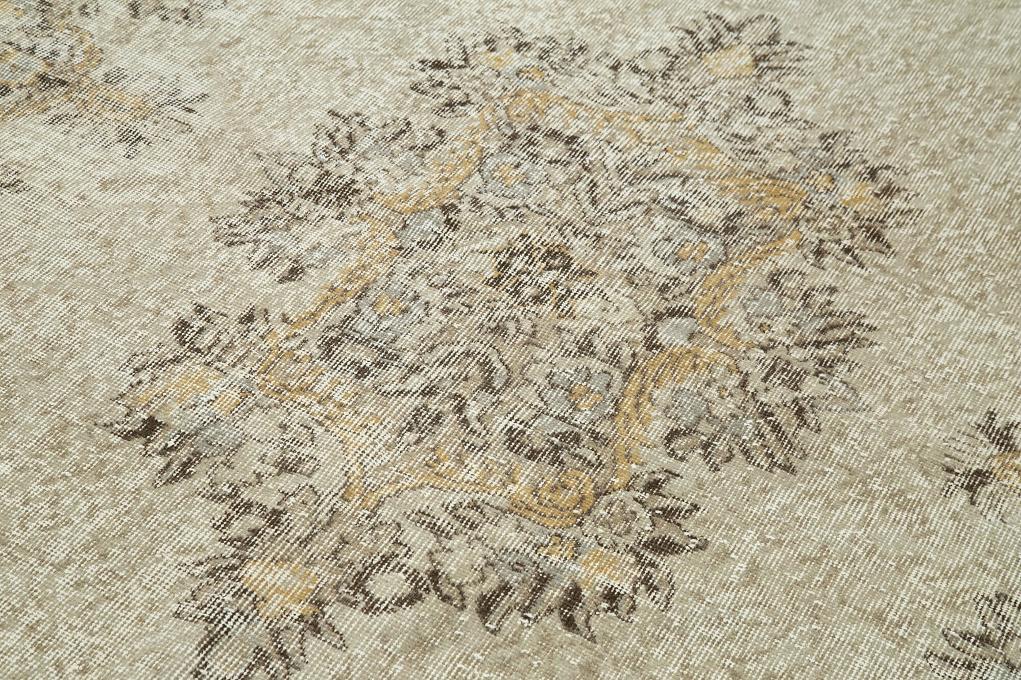 Vintage Handmade Area Rug – Turkish Cotton Wool Carpet 5'5''x9'6'' Beige Wool Rug