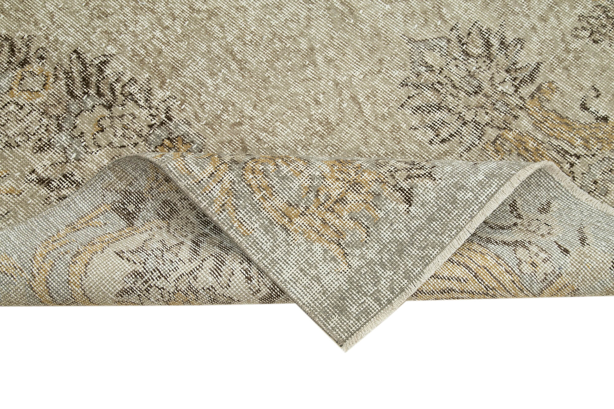 Vintage Handmade Area Rug – Turkish Cotton Wool Carpet 5'5''x9'6'' Beige Wool Rug