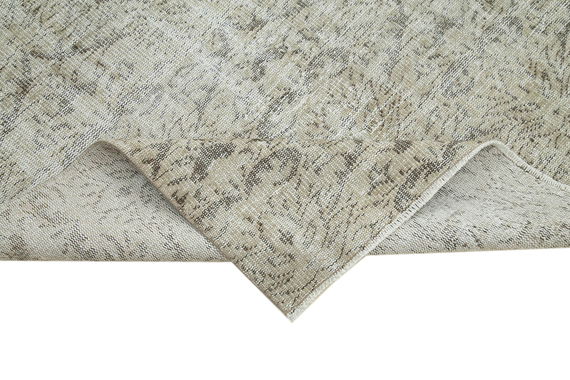 Handmade Wool Area Rug – Vintage Cotton Rug Beige 6'4''x10'0'' | Durable Natural Fiber