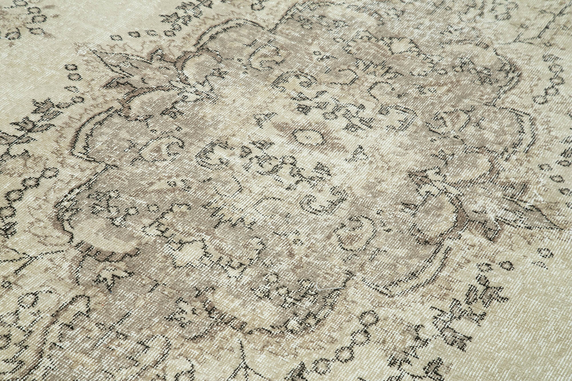 Handmade Wool Area Rug | Traditional Hand Knotted Vintage Cotton Rug Beige