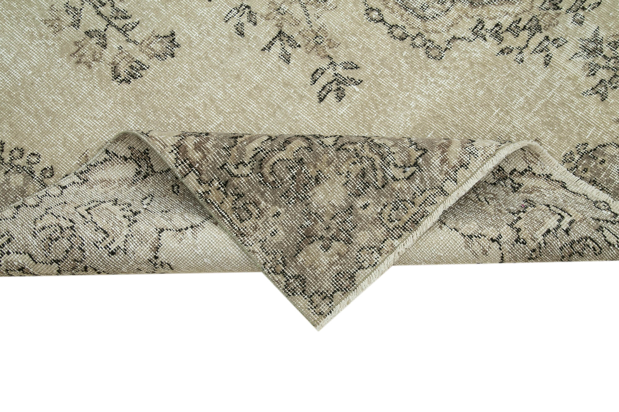 Handmade Wool Area Rug | Traditional Hand Knotted Vintage Cotton Rug Beige