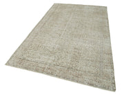Handmade Vintage Area Rug – Neutral Beige Cotton Wool Rug 5'3''x8'9''