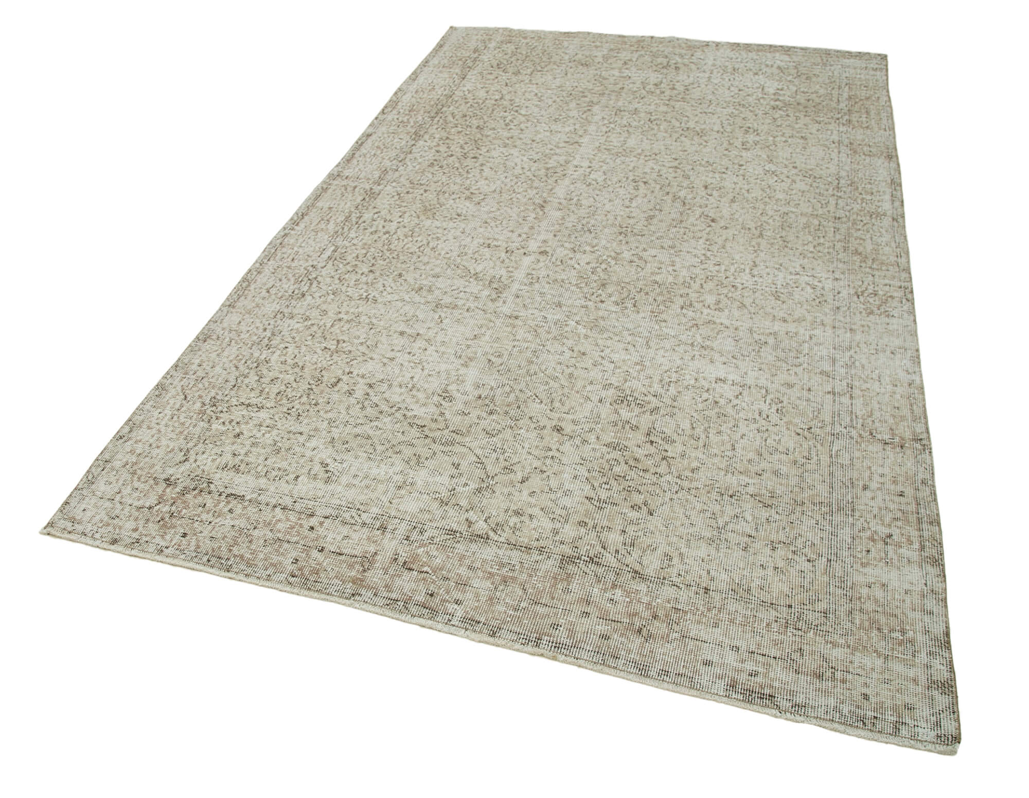Handmade Vintage Area Rug – Neutral Beige Cotton Wool Rug 5'3''x8'9''