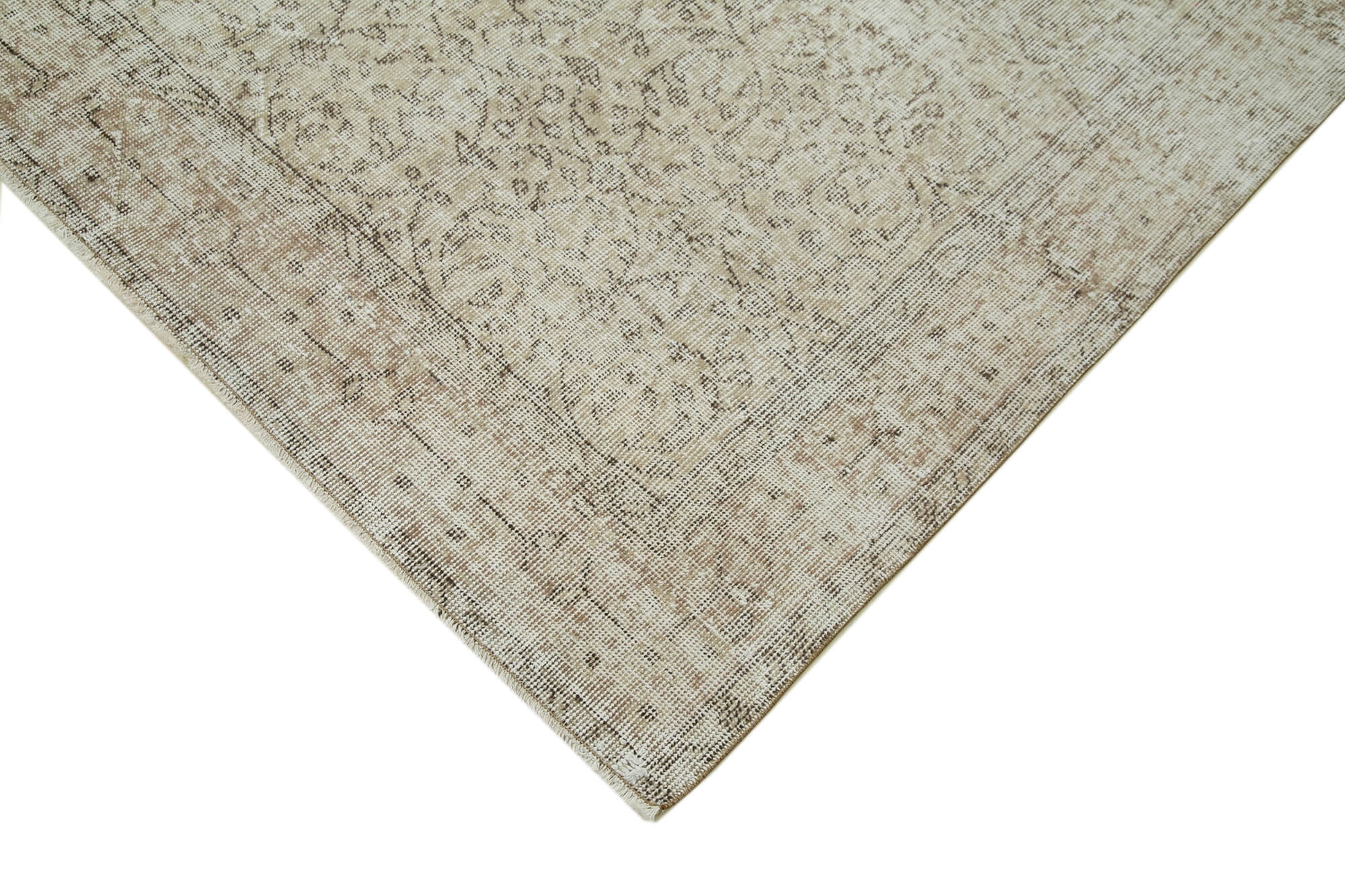 Handmade Vintage Area Rug – Neutral Beige Cotton Wool Rug 5'3''x8'9''