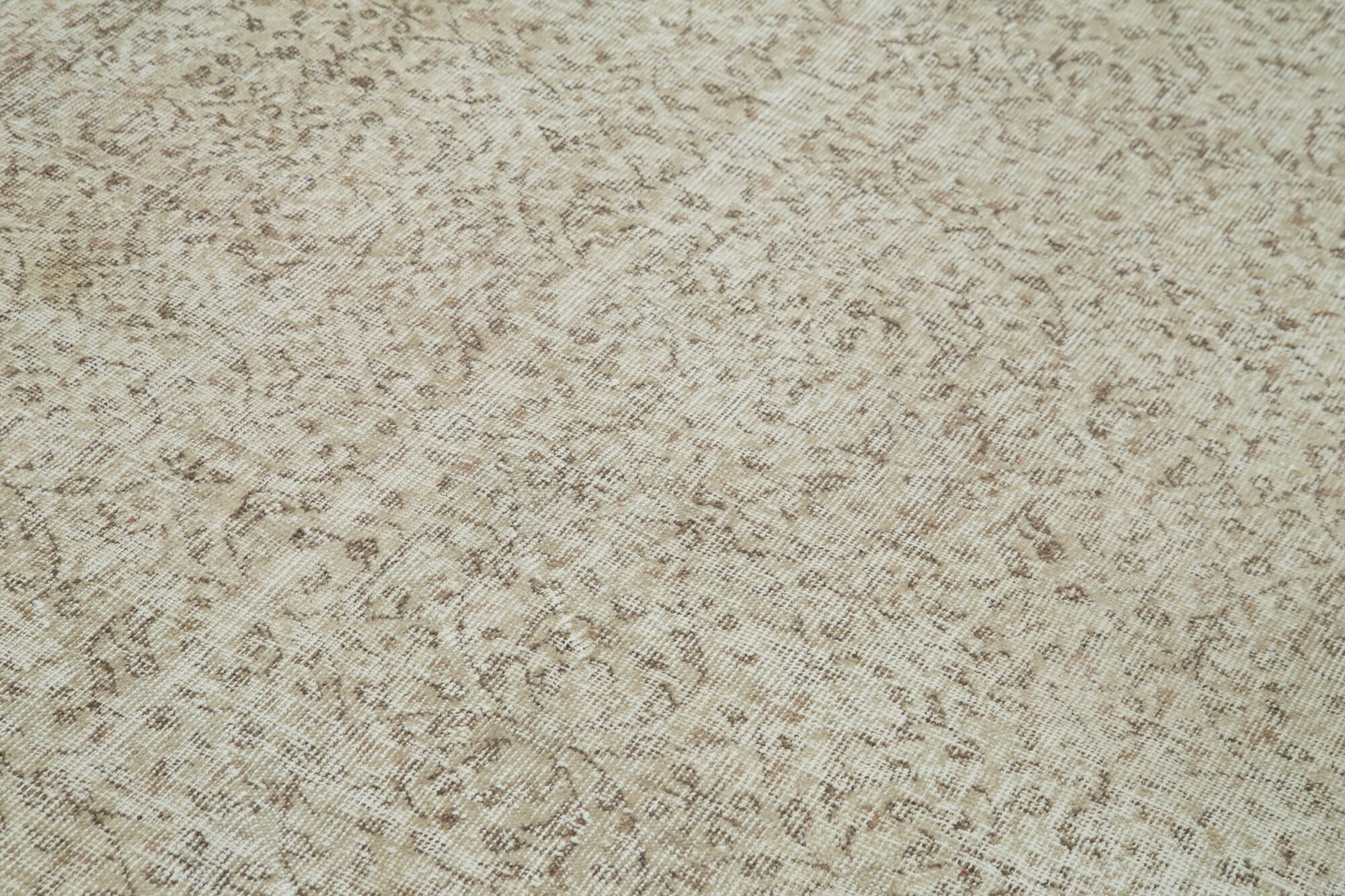 Handmade Vintage Area Rug – Neutral Beige Cotton Wool Rug 5'3''x8'9''