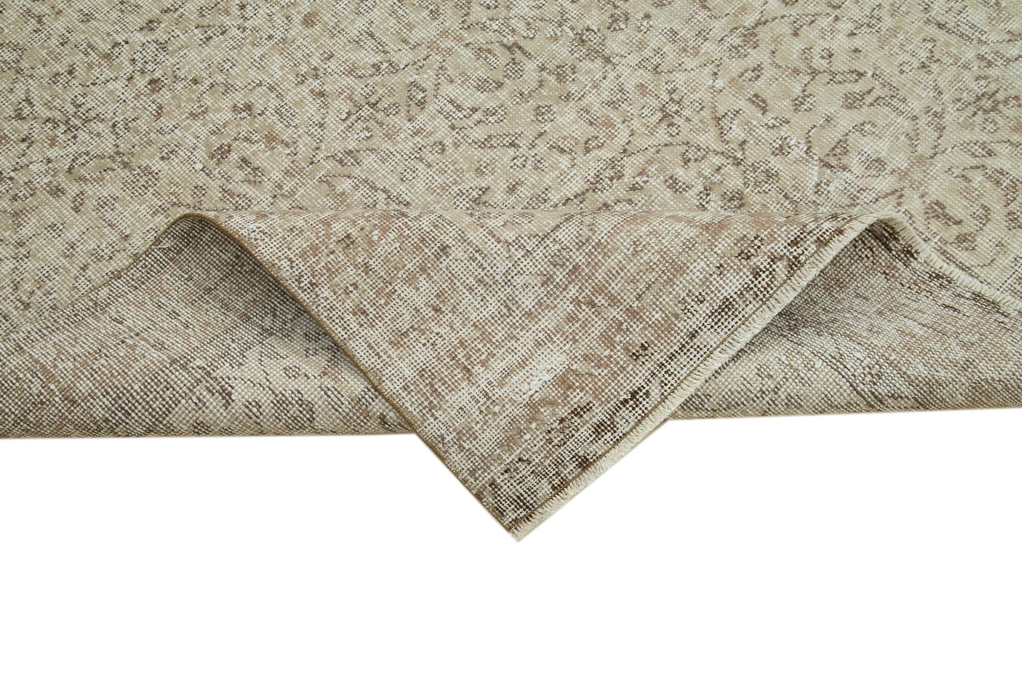 Handmade Vintage Area Rug – Neutral Beige Cotton Wool Rug 5'3''x8'9''