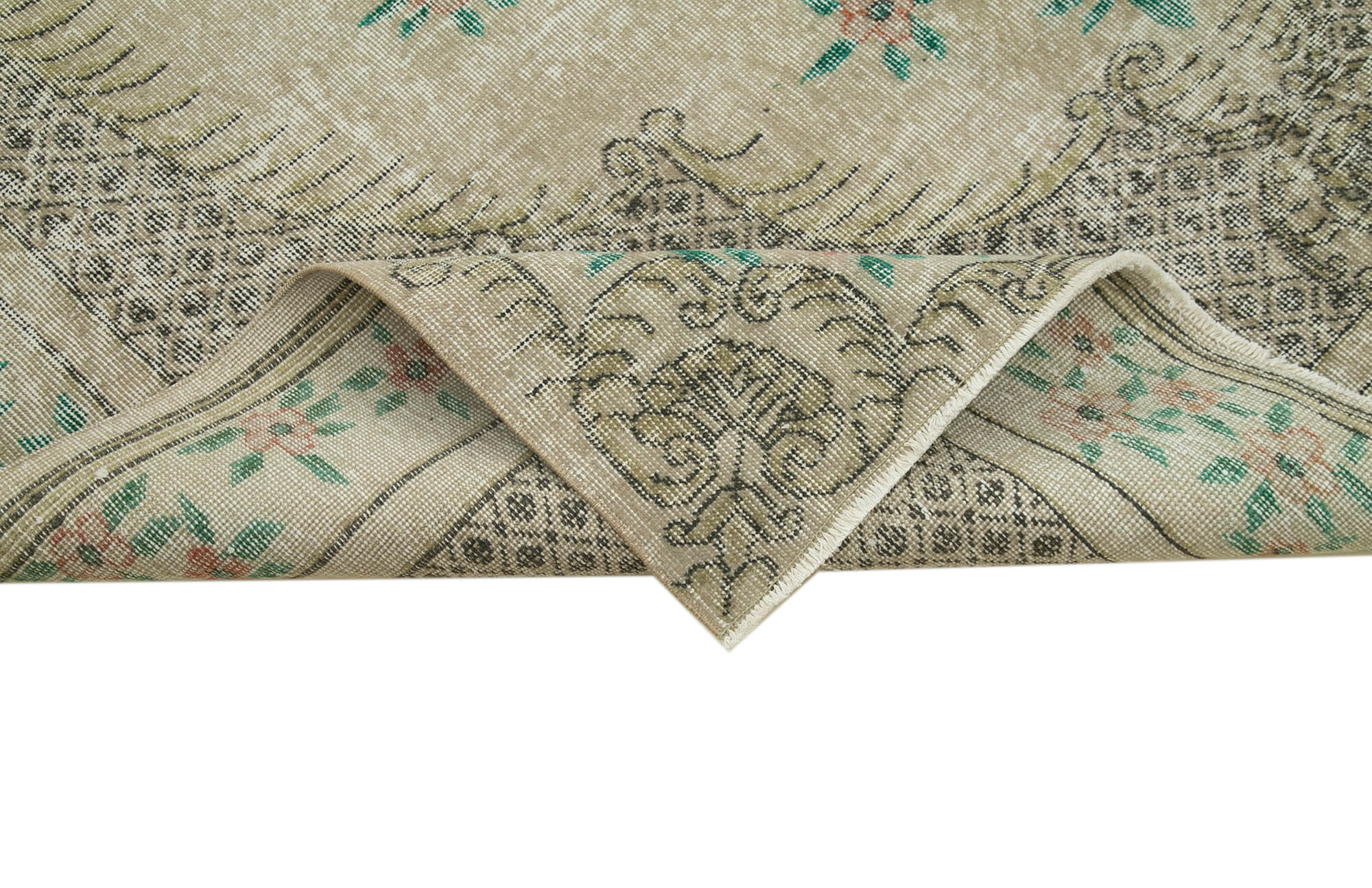 Handmade Wool Area Rug – Vintage Cotton Rug 6x10 Feet | Neutral Beige, Durable Woven Carpet