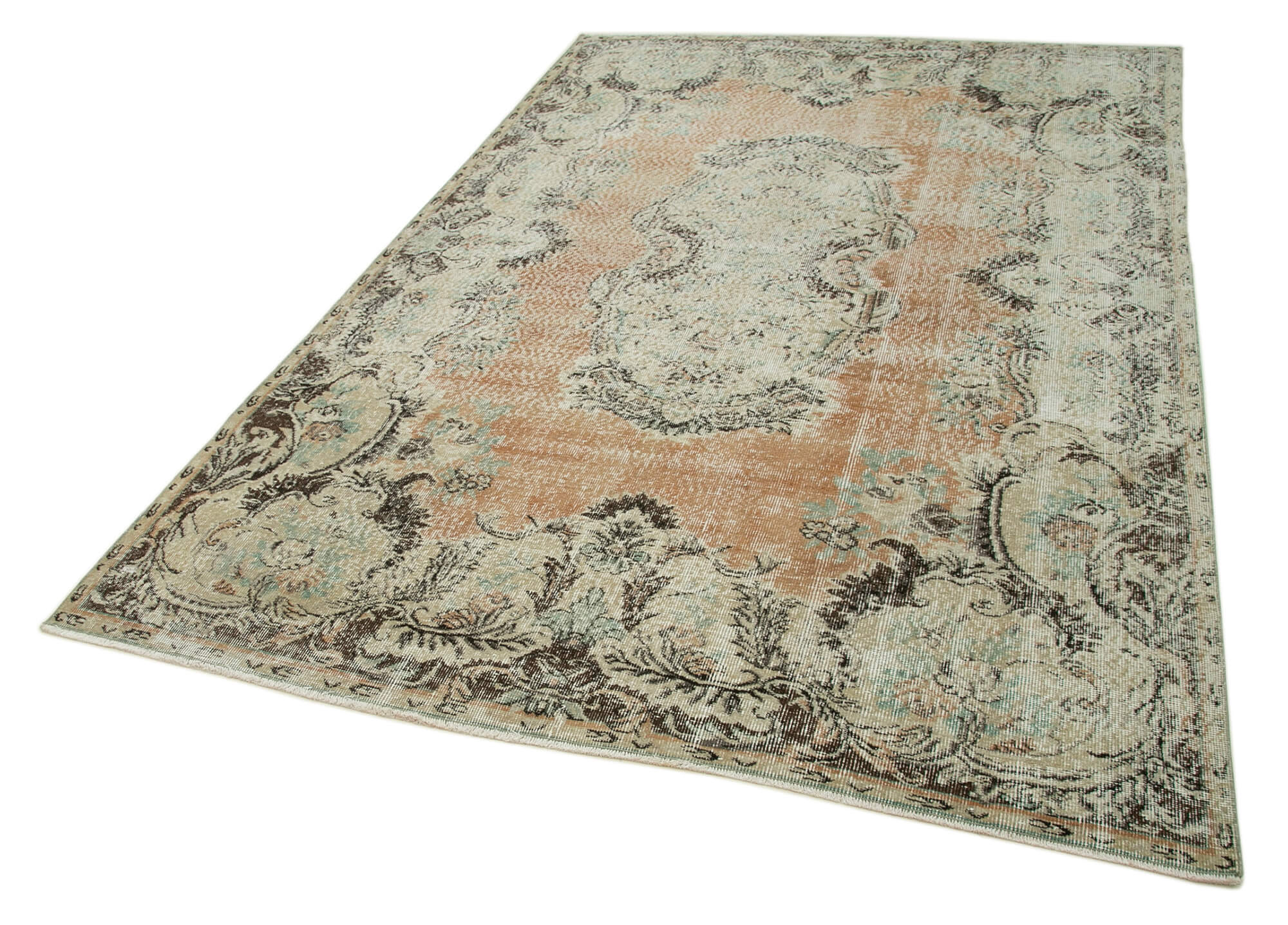Handmade Wool Area Rug – Vintage Cotton Rug Beige 6'1'' x 9'7'' Soft Texture