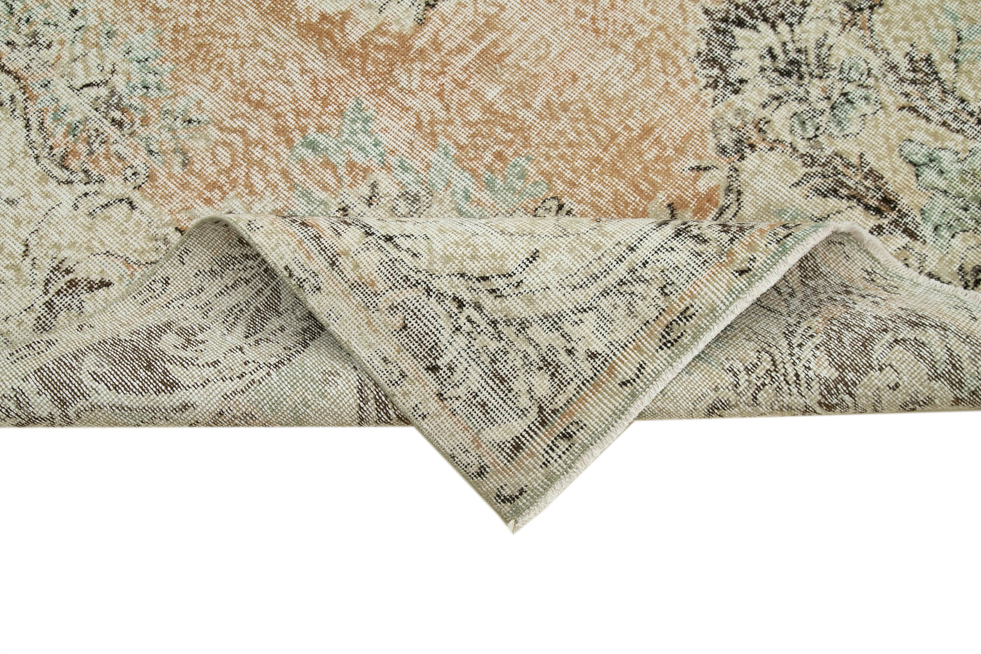 Handmade Wool Area Rug – Vintage Cotton Rug Beige 6'1'' x 9'7'' Soft Texture