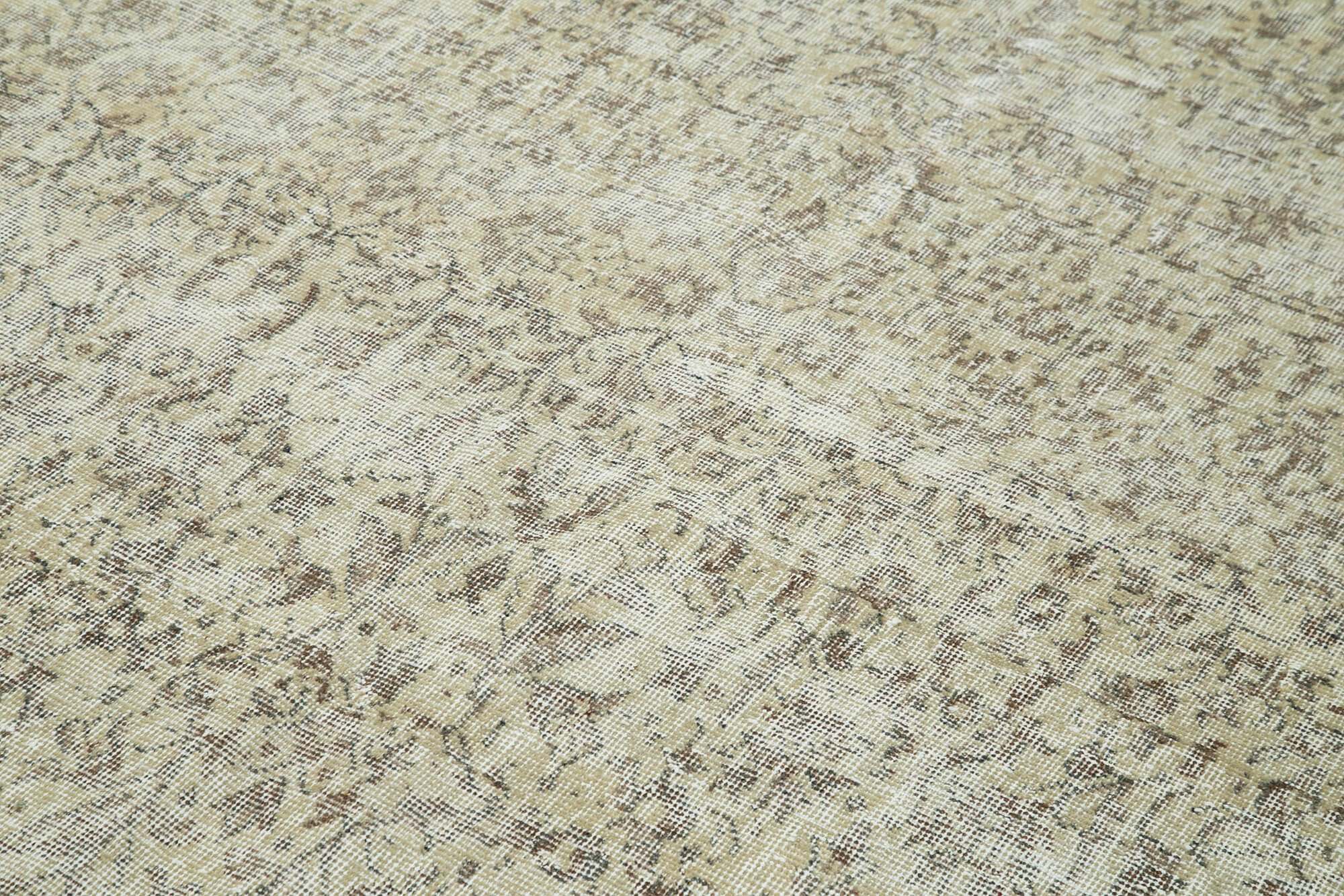 Handmade Vintage Area Rug – Beige Cotton Wool, 6'7" x 9'4" Classic Living Room Carpet