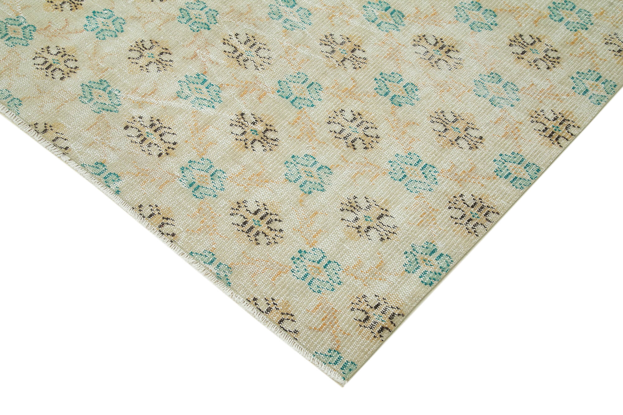 Handmade Wool Area Rug – Vintage Cotton Rug 5'11''x8'6'' Beige Classic Style
