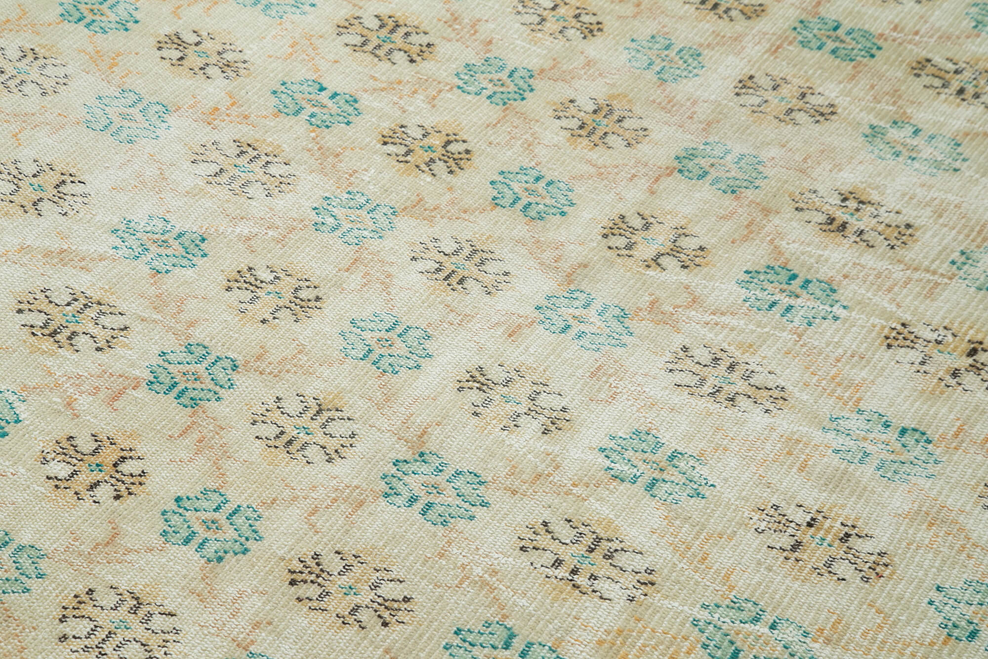 Handmade Wool Area Rug – Vintage Cotton Rug 5'11''x8'6'' Beige Classic Style
