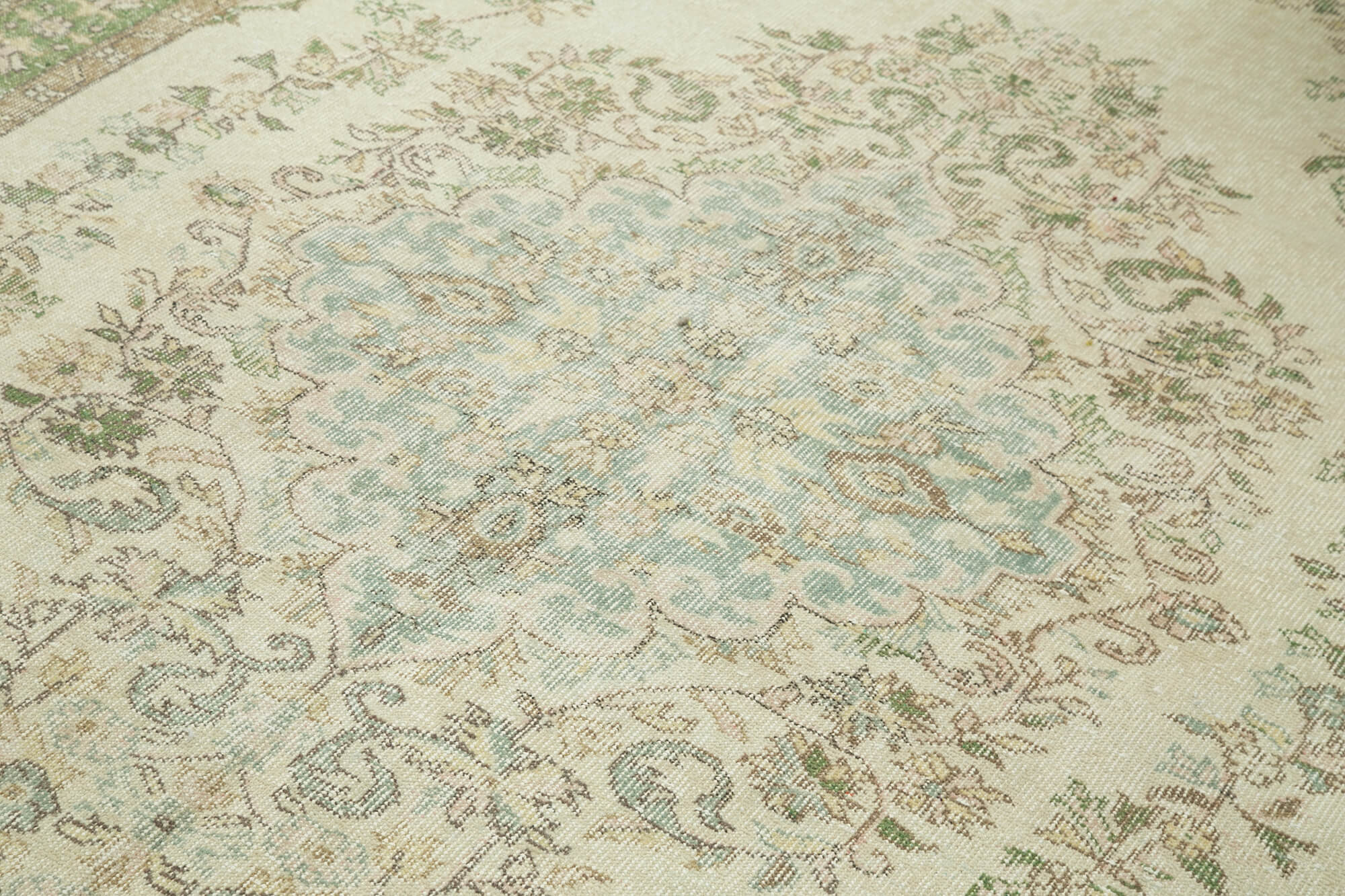 Vintage Cotton Wool Rug - Handmade Area Rug | Neutral Beige Turkish Vintage Carpet 6'5''x9'11''
