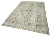 Handmade Vintage Area Rug - Beige Wool Carpet | Durable Cotton Wool Rug 6'1"x9'7"