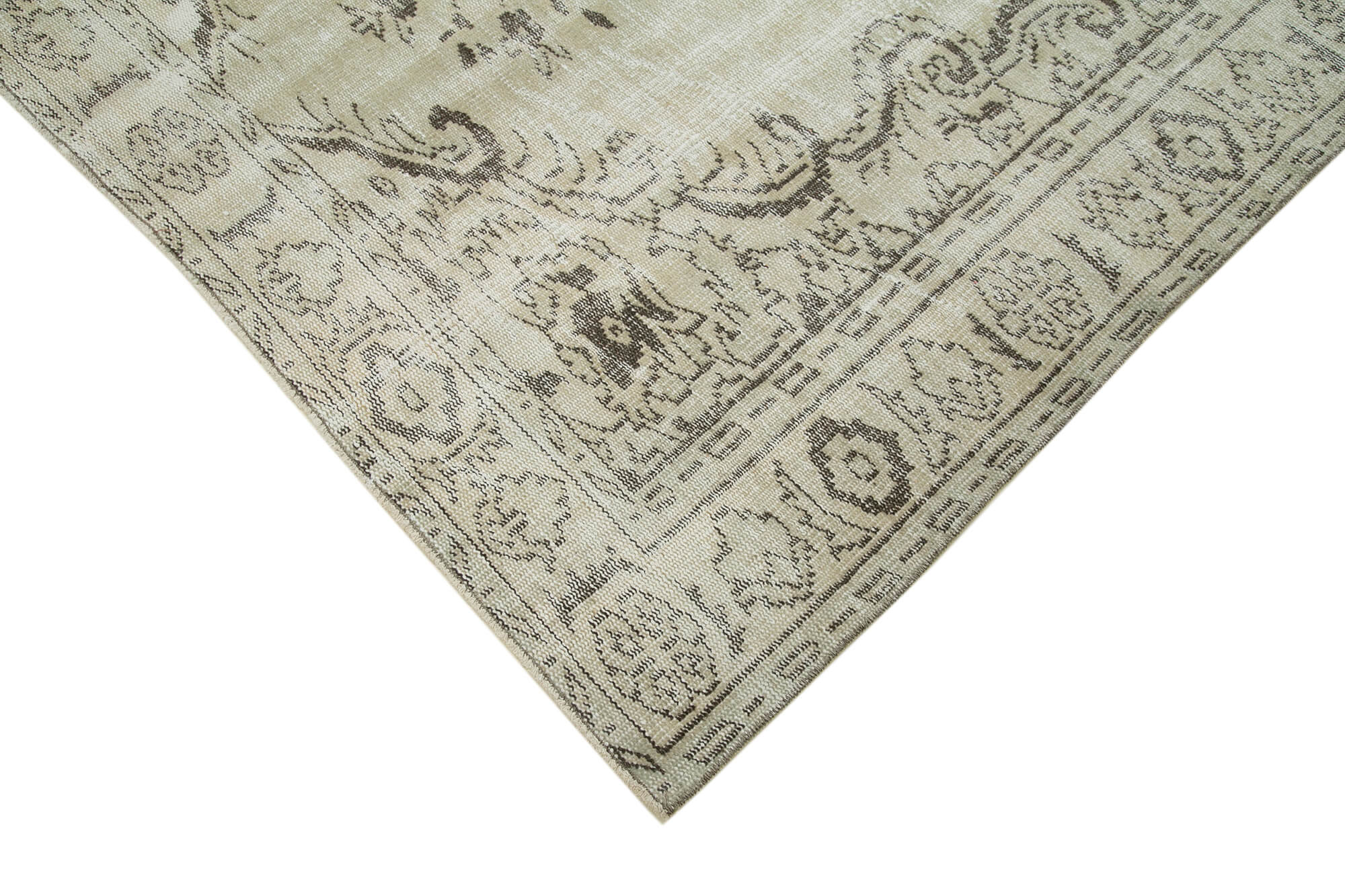 Handmade Vintage Area Rug - Beige Wool Carpet | Durable Cotton Wool Rug 6'1"x9'7"