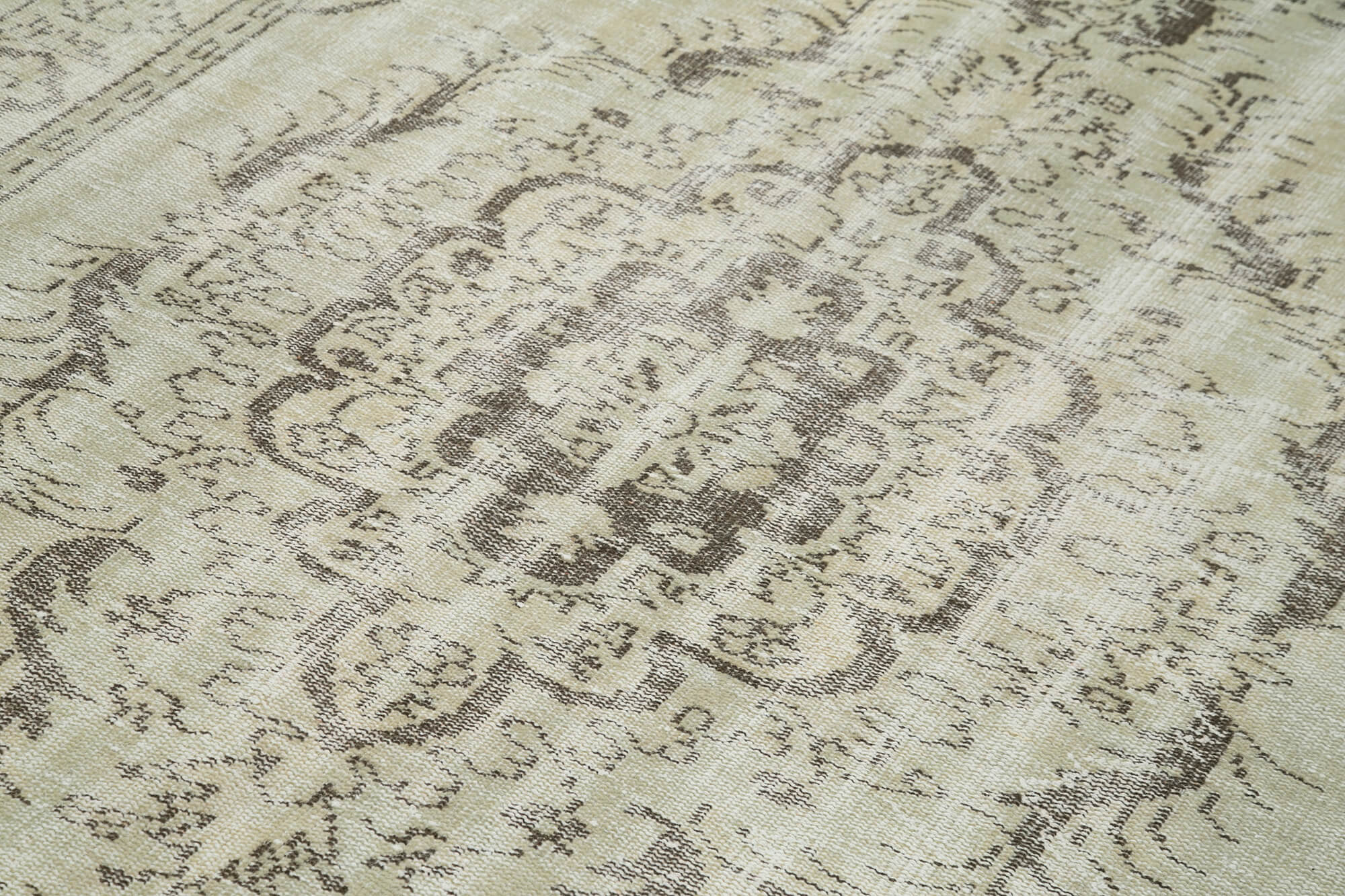 Handmade Vintage Area Rug - Beige Wool Carpet | Durable Cotton Wool Rug 6'1"x9'7"