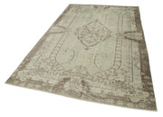 Handmade Vintage Area Rug – Beige Wool Carpet With Durable Cotton Weave 5'7''x9'1''