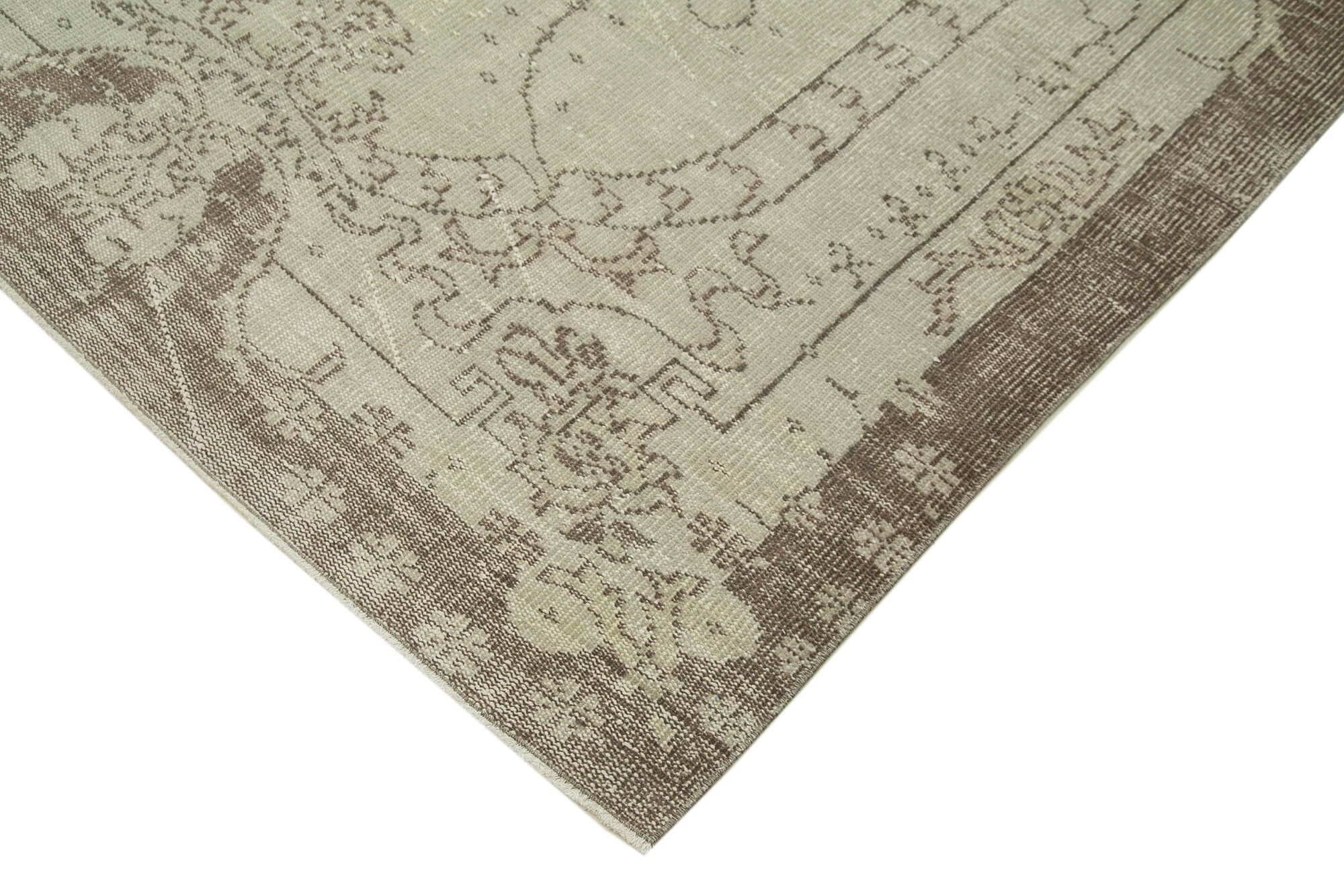 Handmade Vintage Area Rug – Beige Wool Carpet With Durable Cotton Weave 5'7''x9'1''