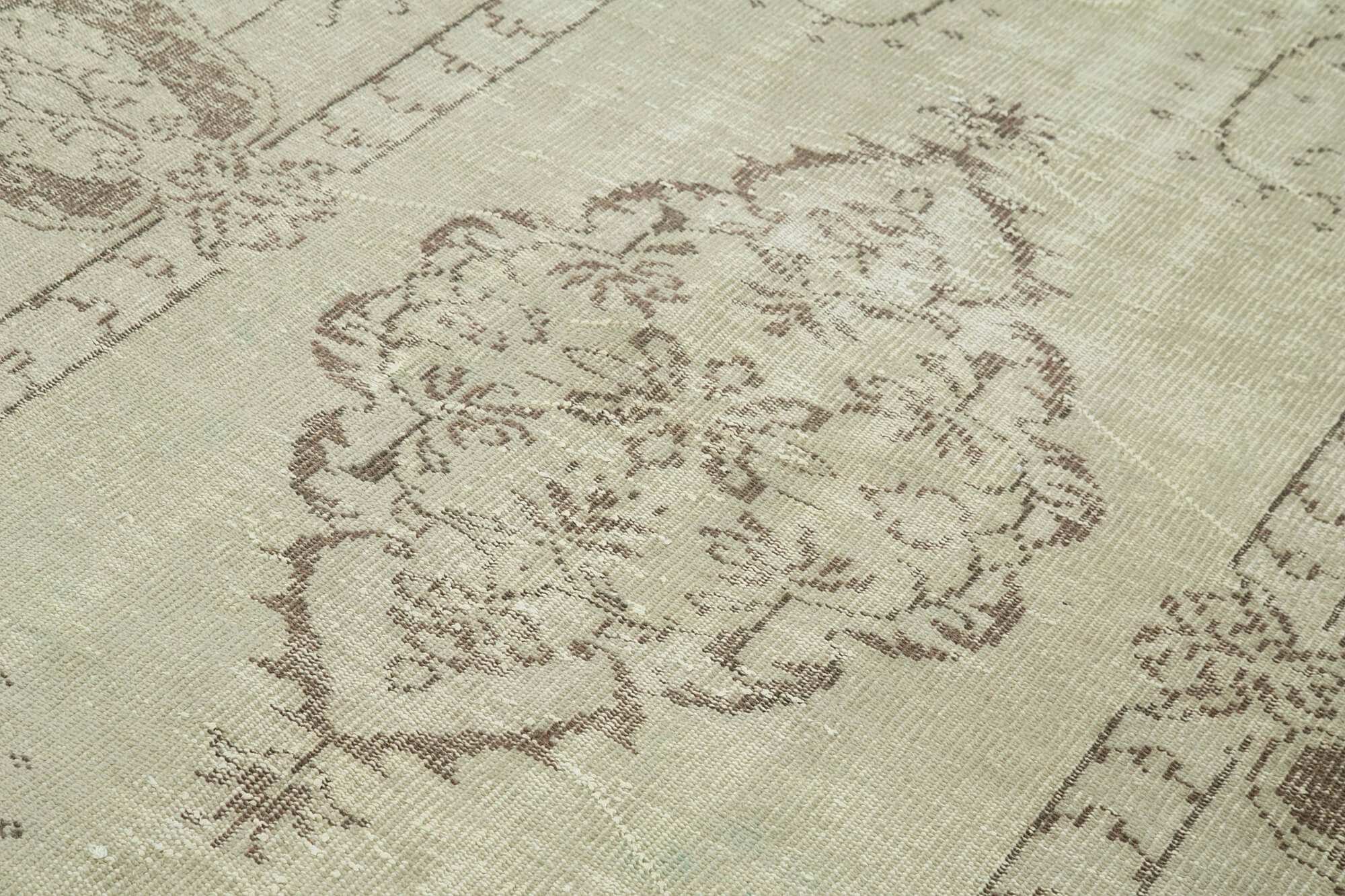 Handmade Vintage Area Rug – Beige Wool Carpet With Durable Cotton Weave 5'7''x9'1''