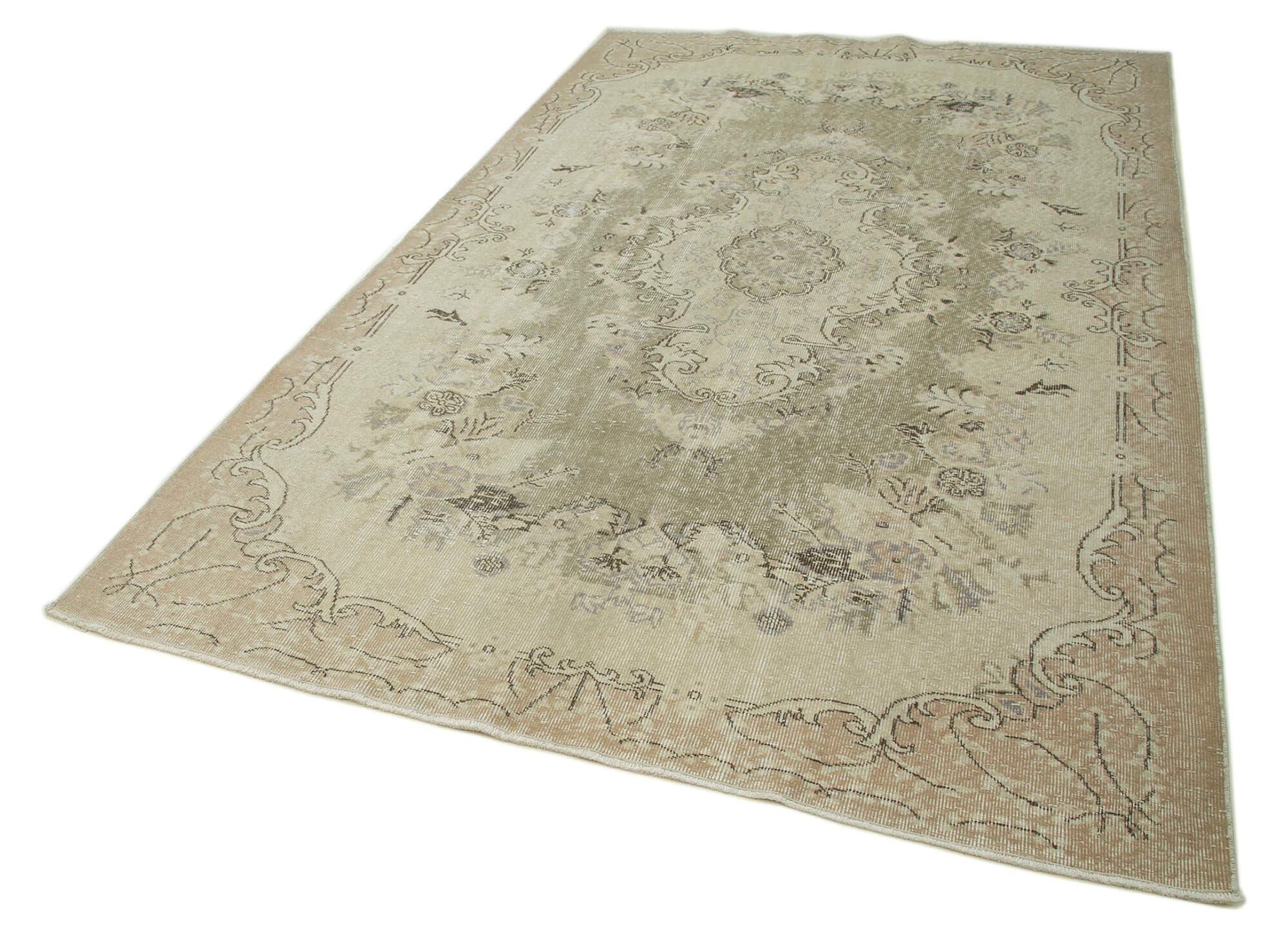 Handmade Vintage Area Rug – Wool Area Carpet, Neutral Beige Rug 6'0'' x 9'7''