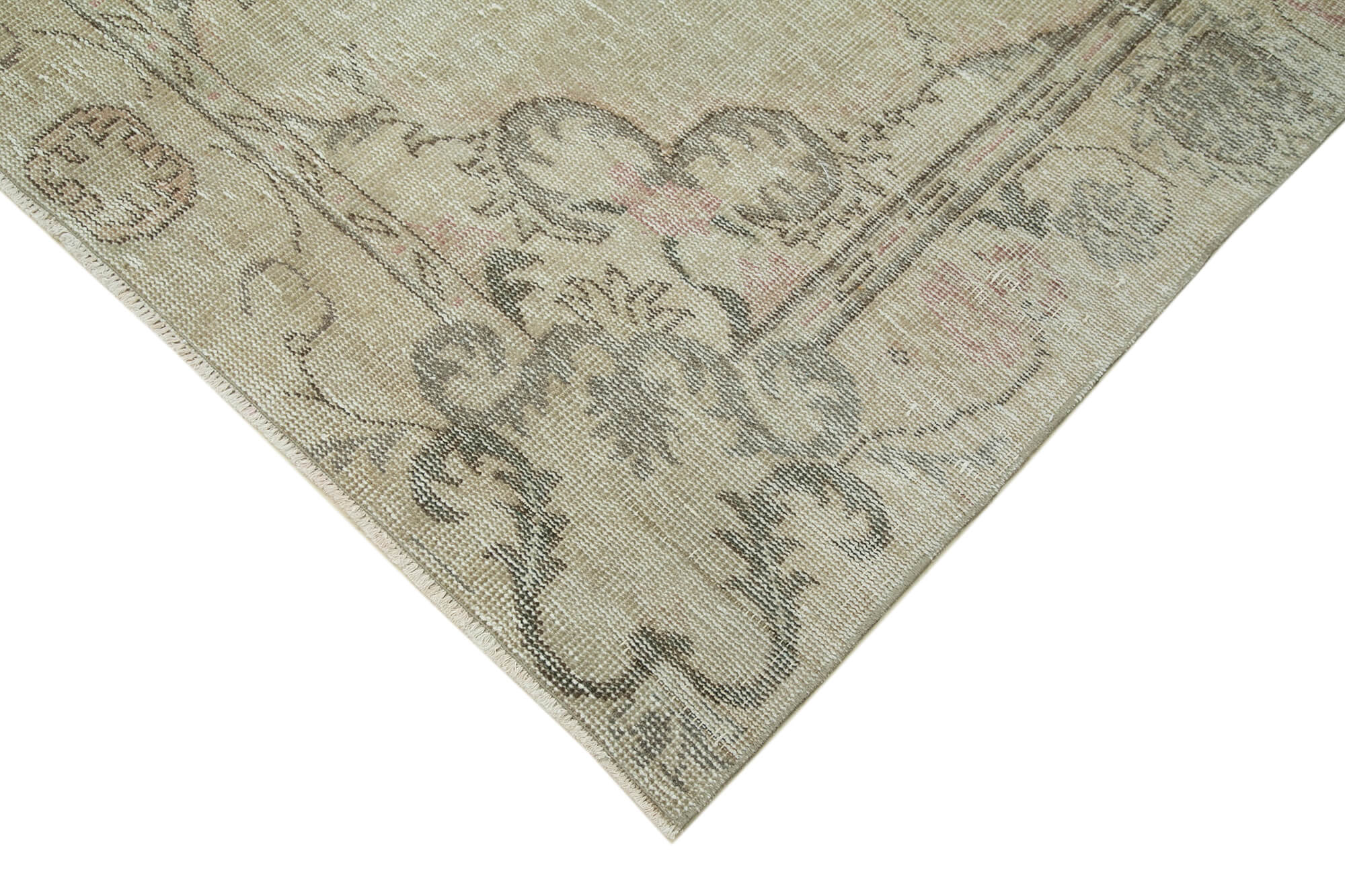 Handmade Wool Area Rug – Vintage Cotton Rug | Beige Area Carpet 5'1''x8'11''