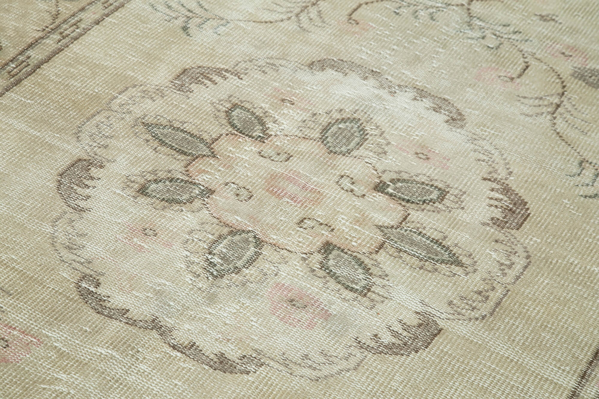 Handmade Wool Area Rug – Vintage Cotton Rug | Beige Area Carpet 5'1''x8'11''