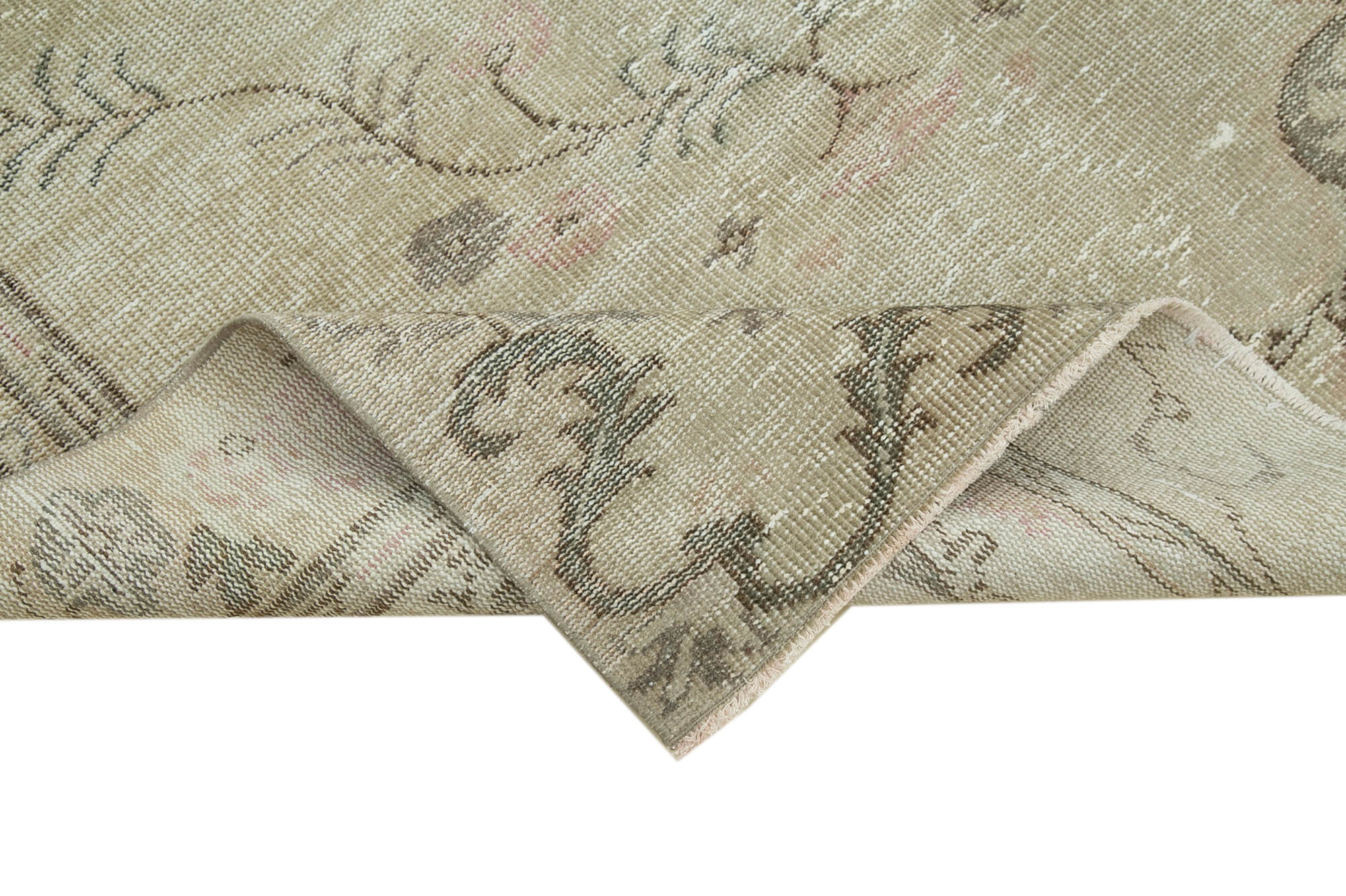 Handmade Wool Area Rug – Vintage Cotton Rug | Beige Area Carpet 5'1''x8'11''